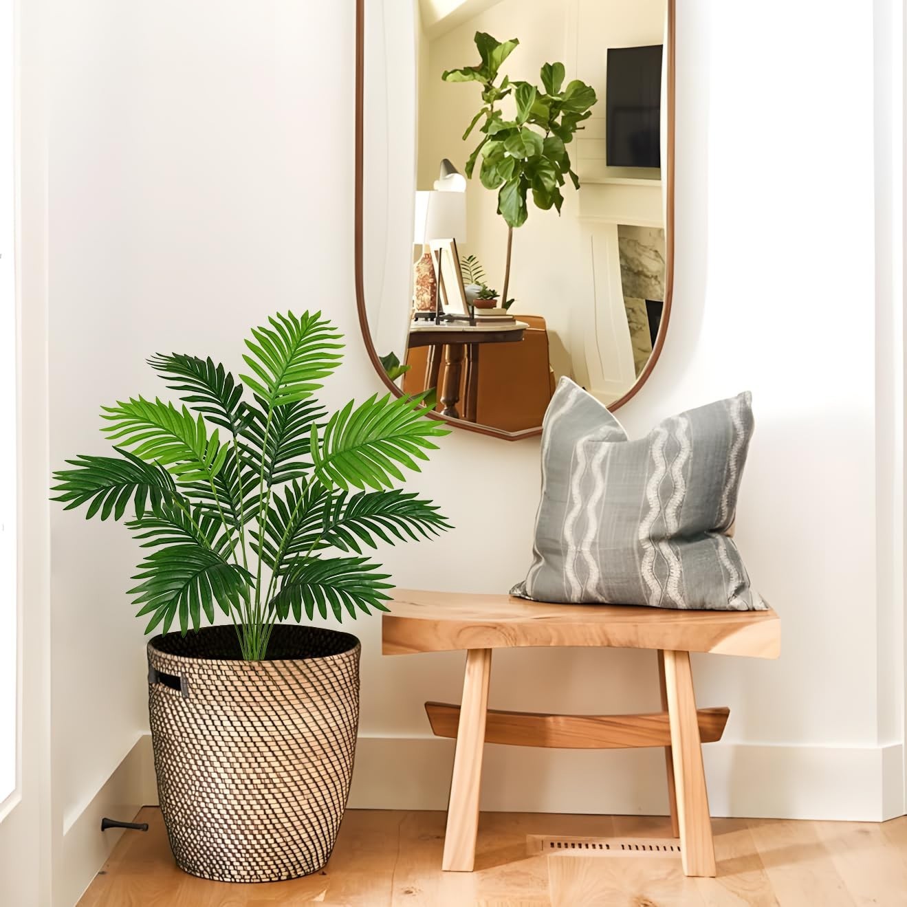 2PCS 30″ Artificial Areca Palm Plant – Large Faux Tropical Greenery for Home, Ga