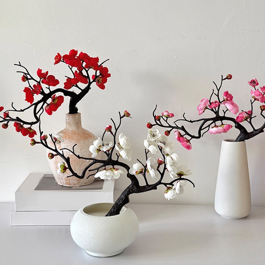 Fake Flower Arrangement Plum Blossom Bouquet Sustainable Choice Vibrant Colors