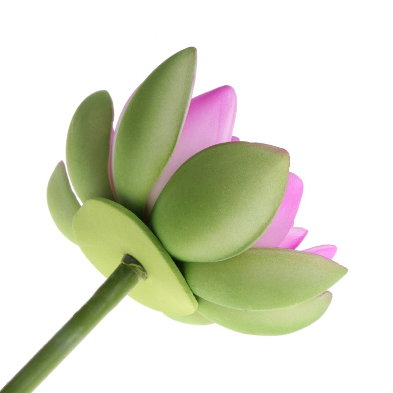 Artificial Fake Flower Lotus Water Lily with Rod Plants Garden Pond Vase Decor