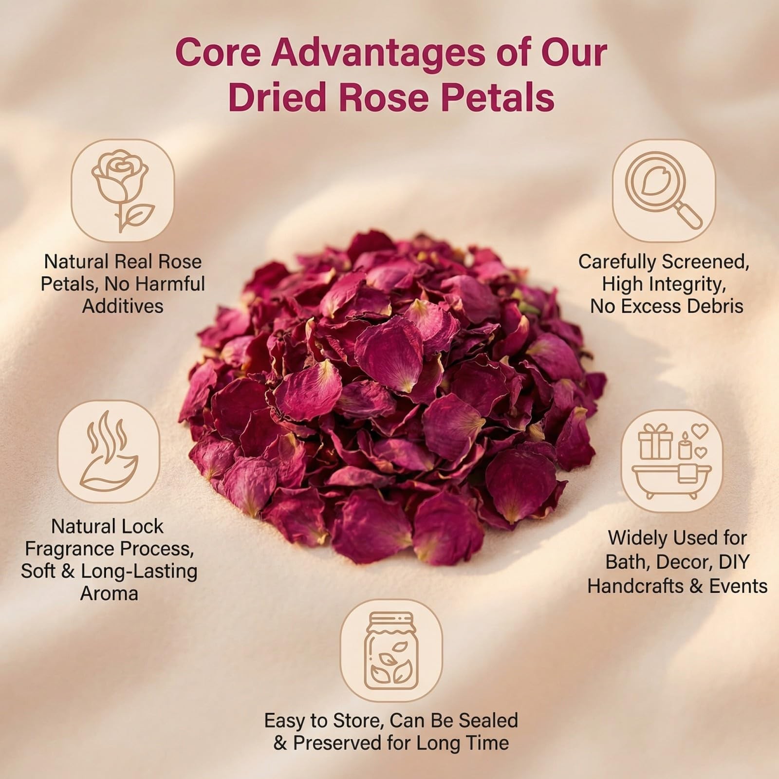 100 Grams Dried Natural Real Red Rose Petals Bath Aromatherapy Wedding Decor