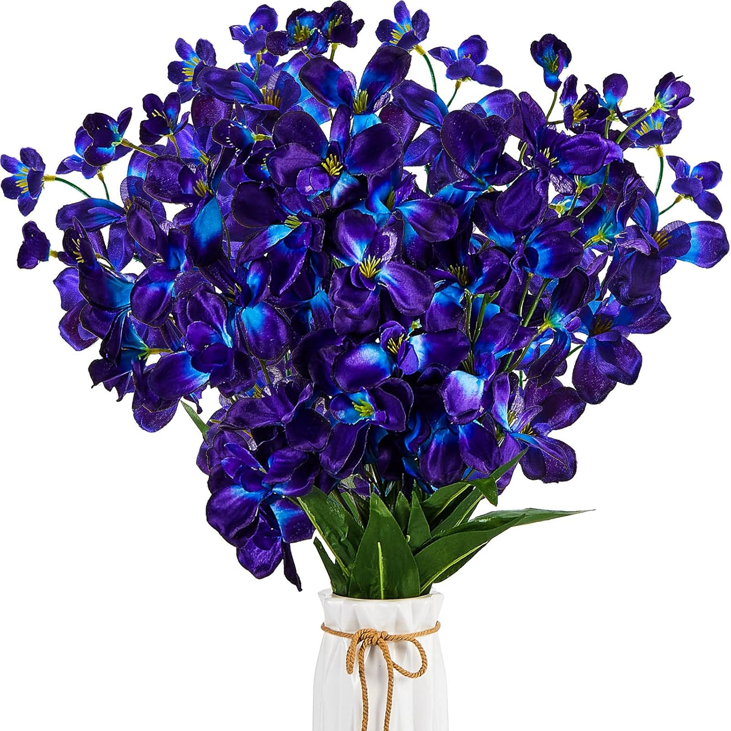 8 Pieces 27 Inches Artificial Orchid Flowers Faux Orchids Silk Flowers for Weddi