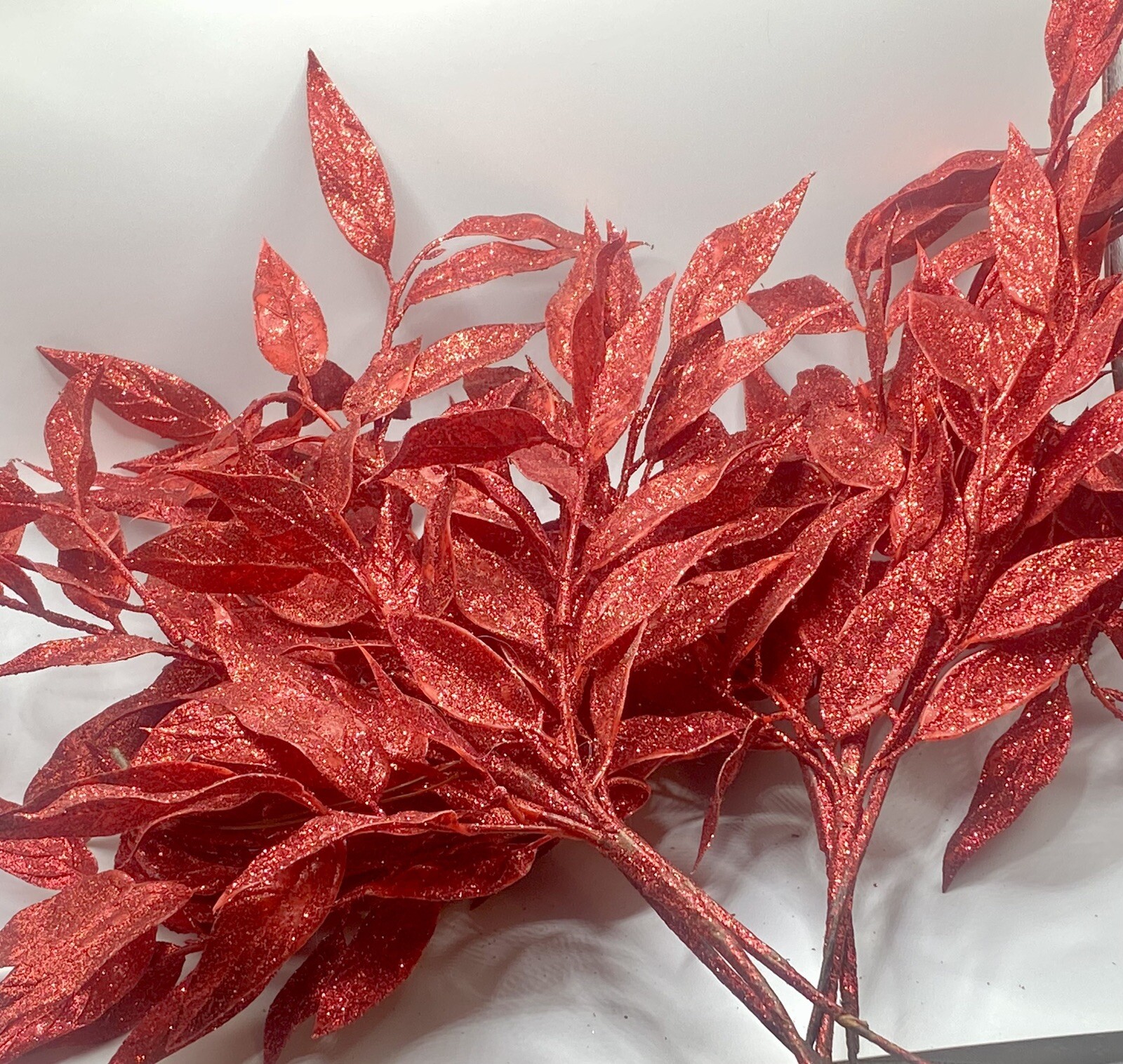 Floral Sprays for Arrangements 16” Crafts Vinyl Red Glitter Set Of 6 Amaryllis