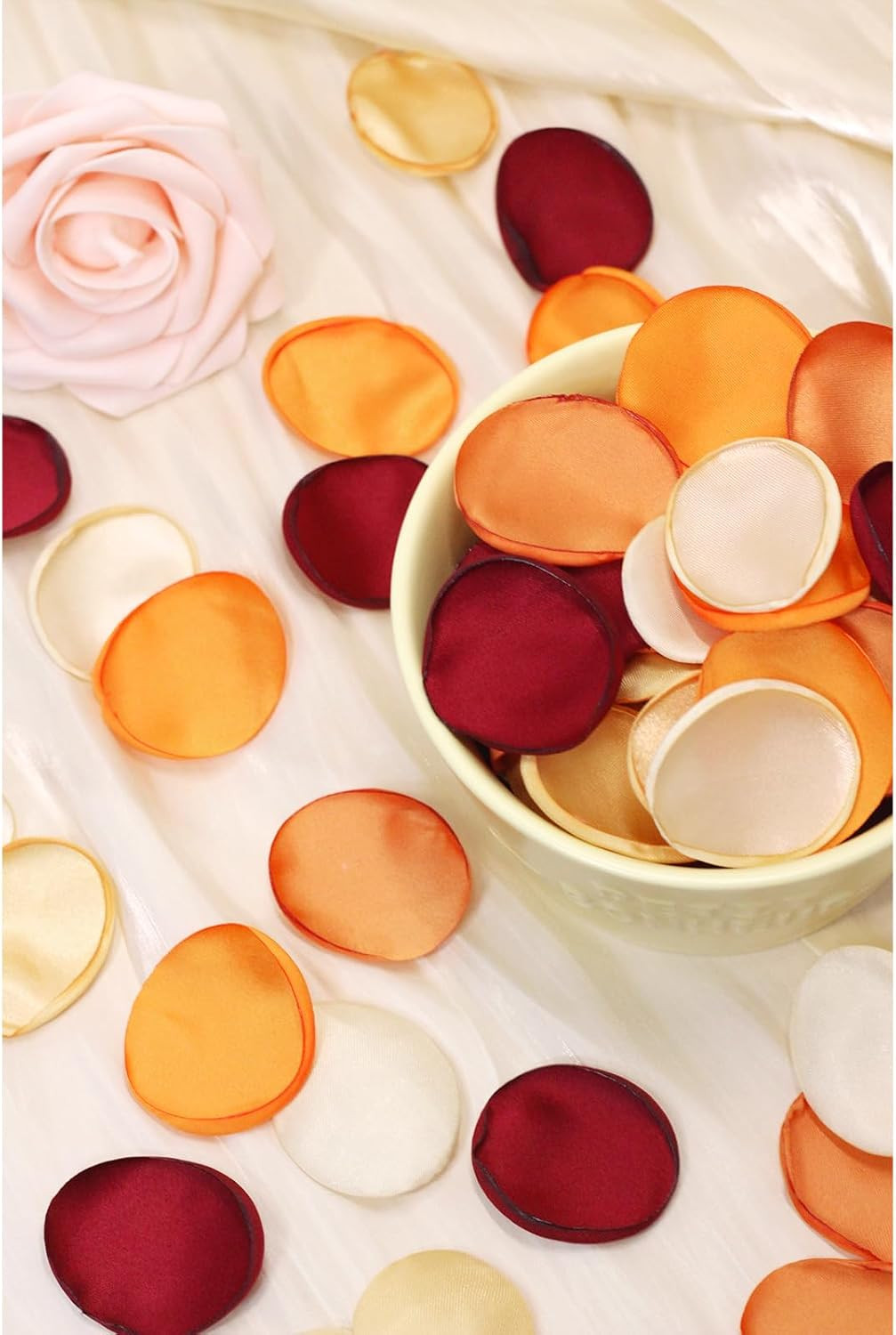 Emivery 300Pcs Artificial Flower Petals, Burnt Orange Fall Wedding Decor Silk Ro
