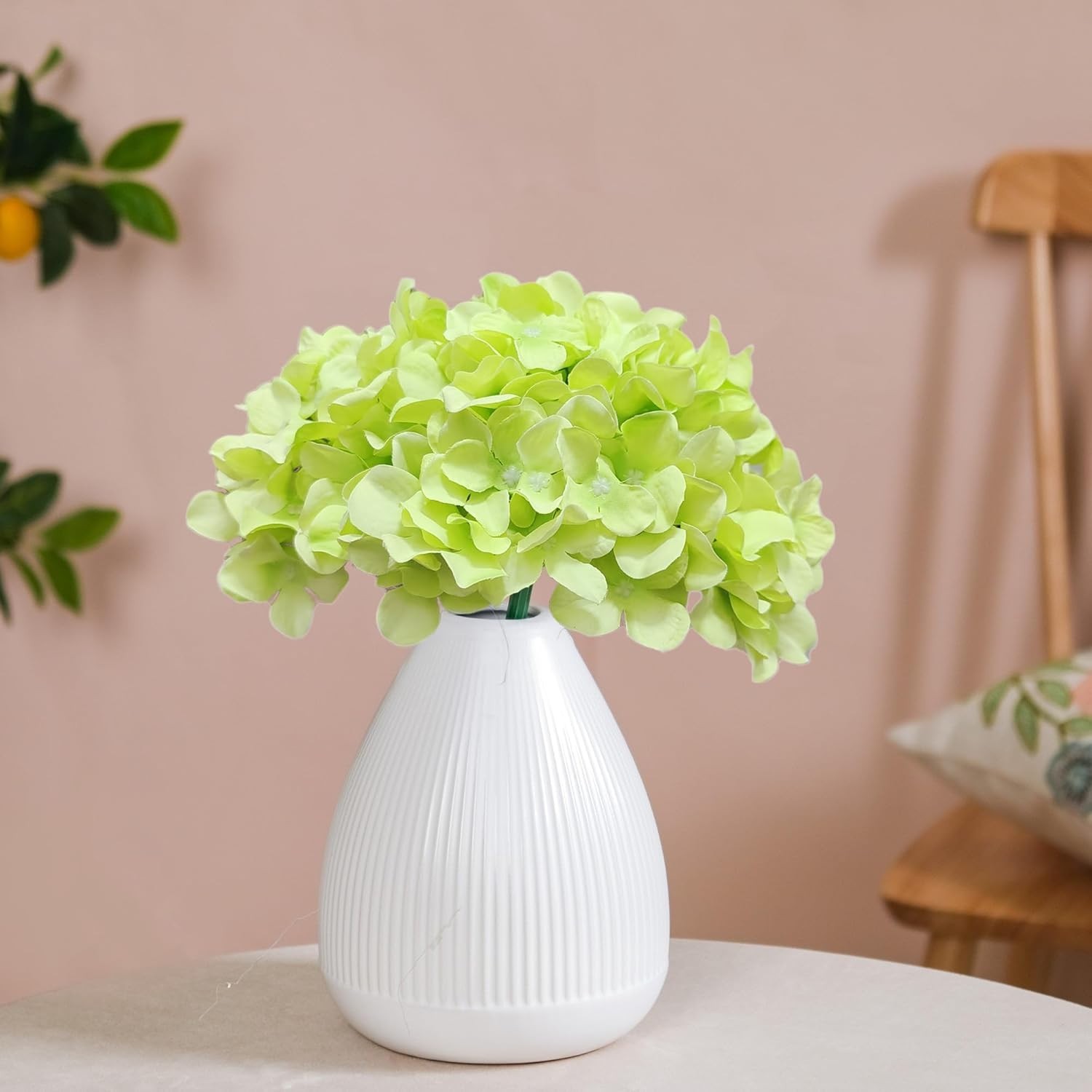 20 Pcs Green Artificial Hydrangea Flowers Bulk Silk Fake Bloom Wedding Decor