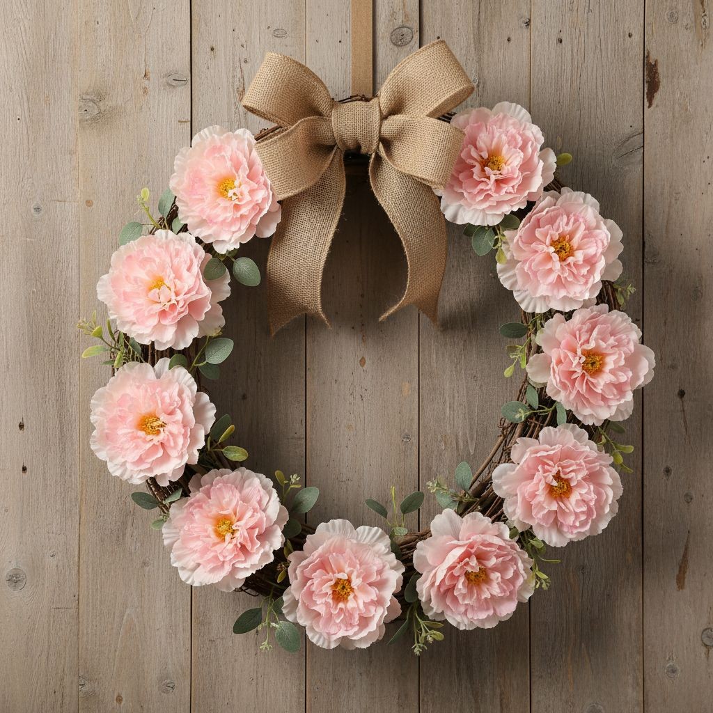 Blush Pink Peony Flower Picks Set of 8 Soft Pink Blooms Wired Floral for Wreaths