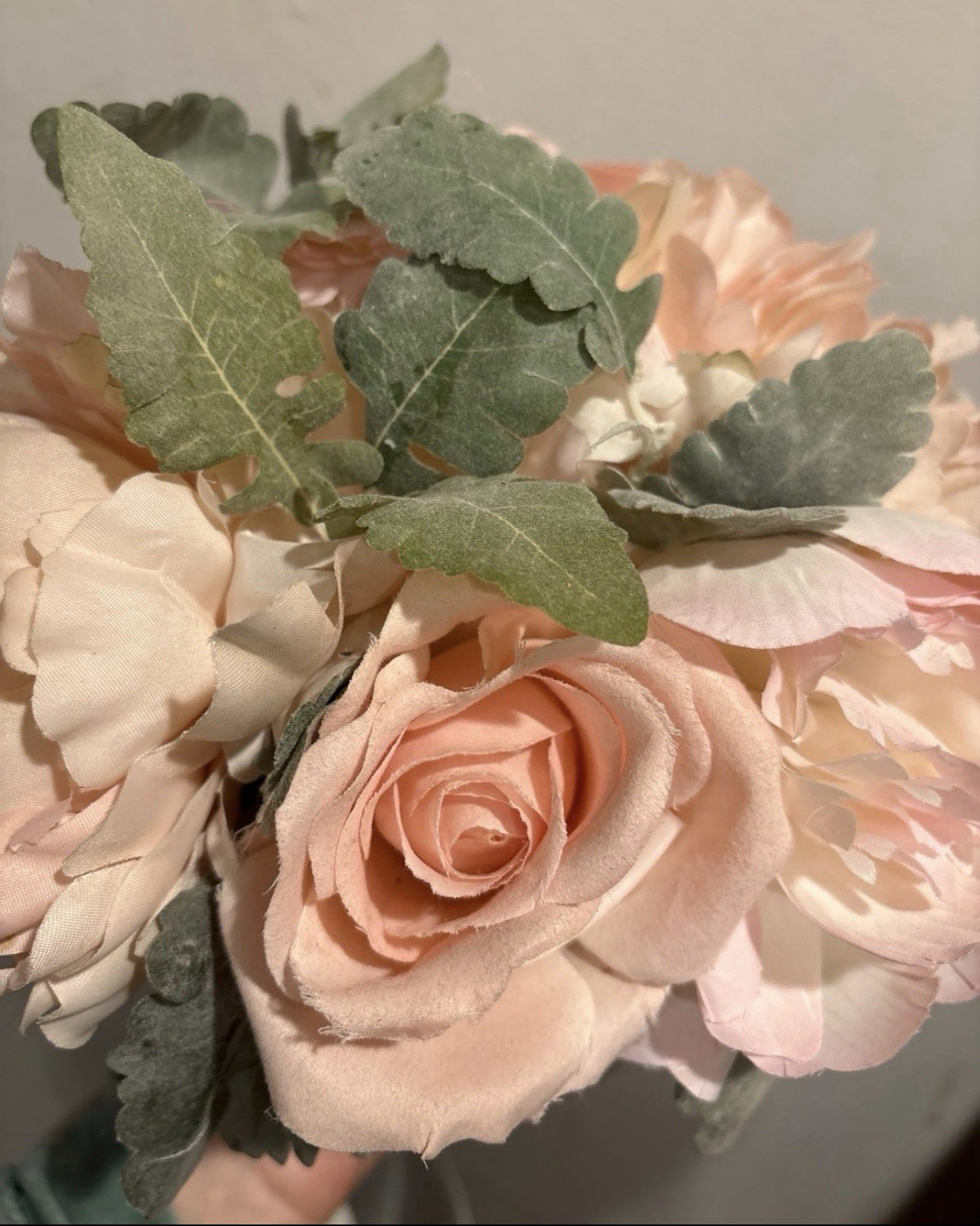 Artificial Pink Rose & Peony Flower Arrangement in Ceramic Vase