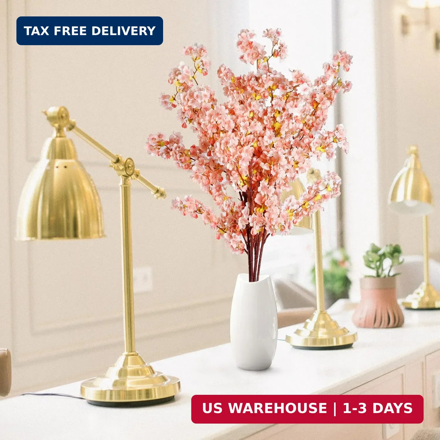 Sggvecsy Cherry Flower Branches Plum Blossom Artificial Flowers Branches 39 Inch