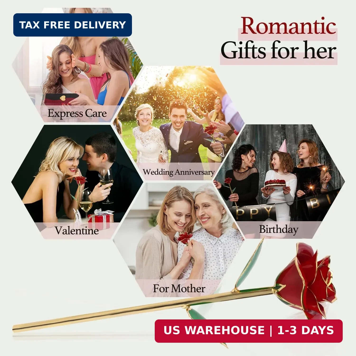 24K Plated Gold Dipped Real Rose with Stand – Forever Gift for Her