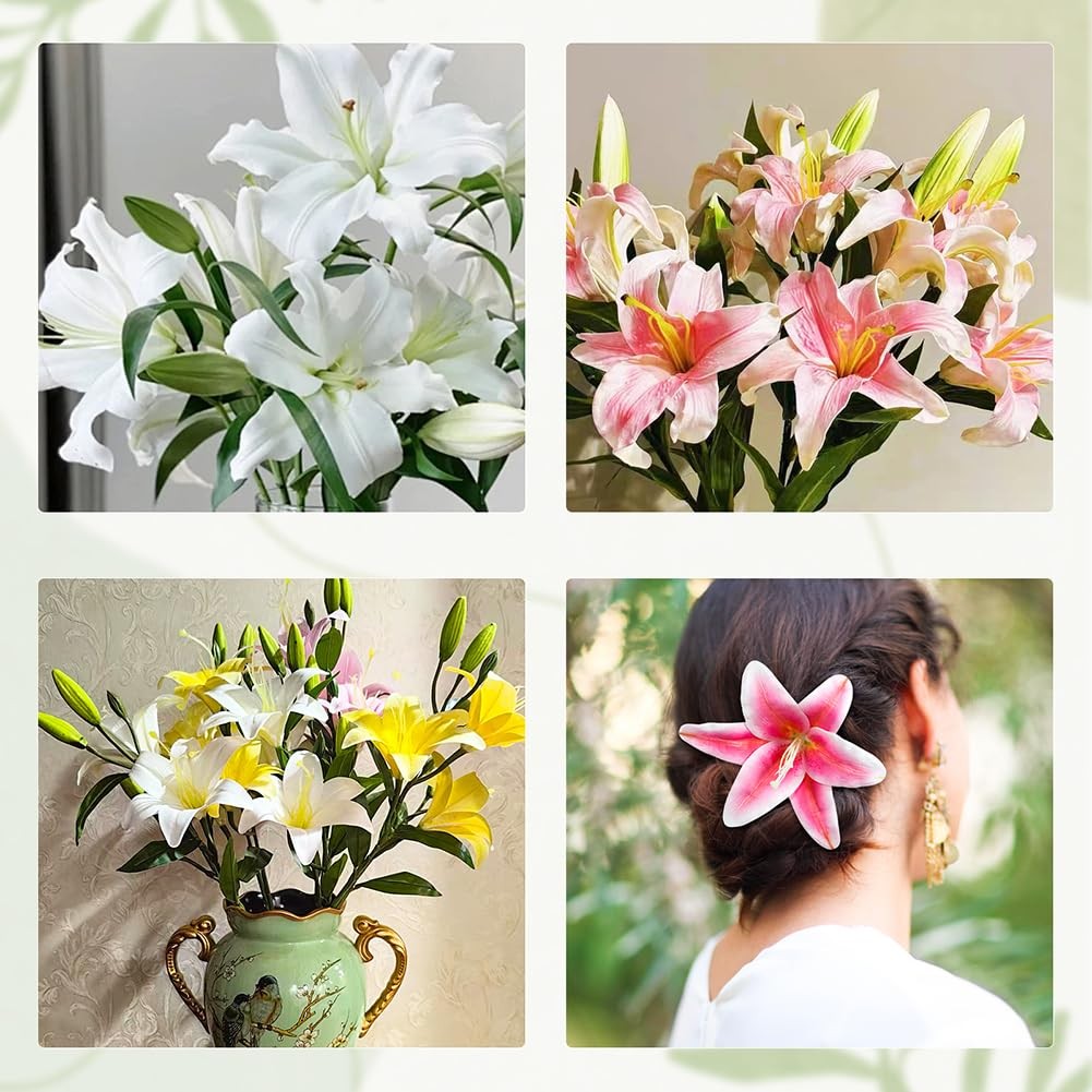 18 Pcs Faux Lily Heads 5.9 Inch Tiger Lily Artificial Flower Fake Lilies Flow…