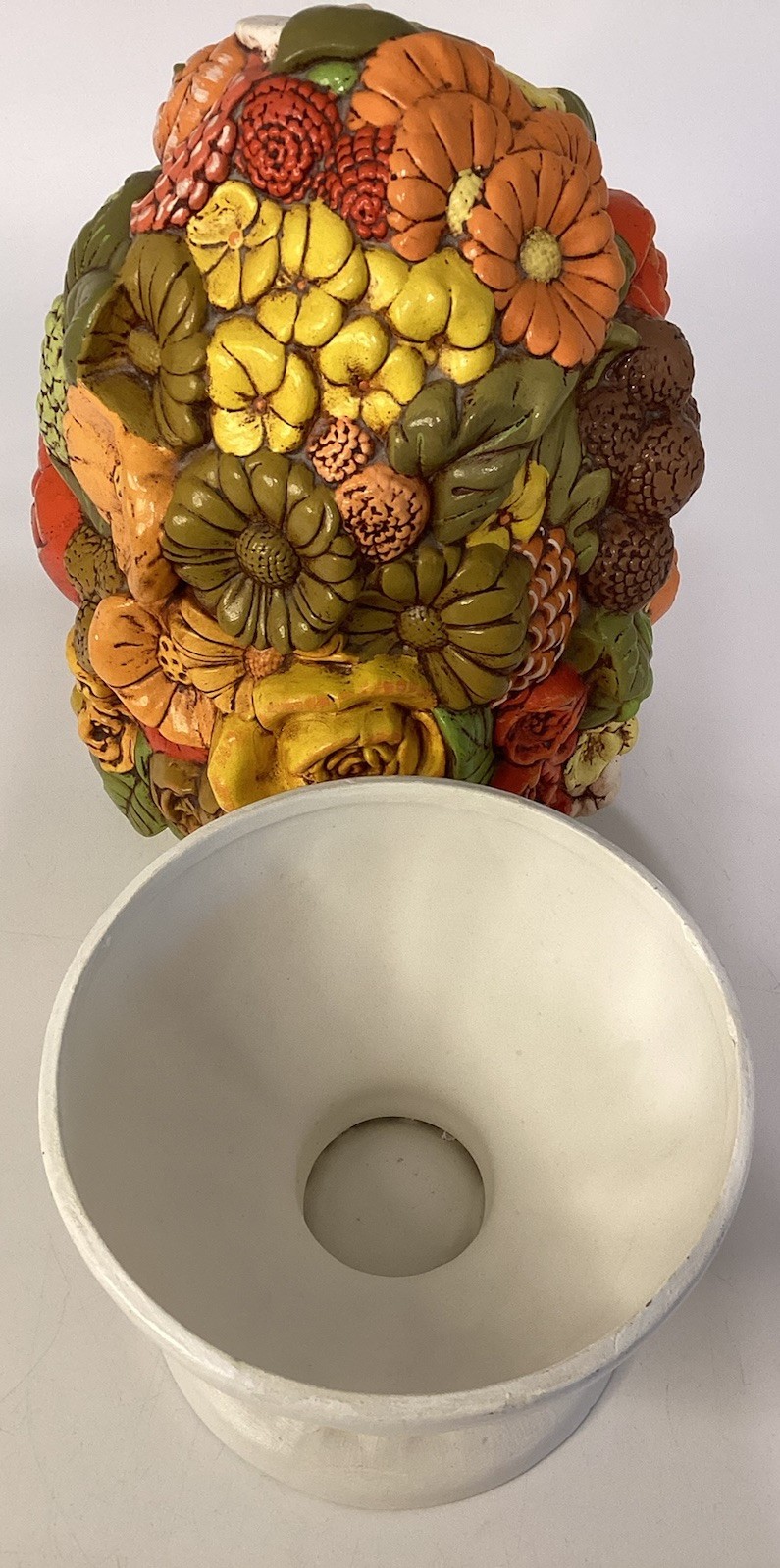 Holland Mold 1970 Topiary Centerpiece Colorful Handmade Floral Retro Granny Core