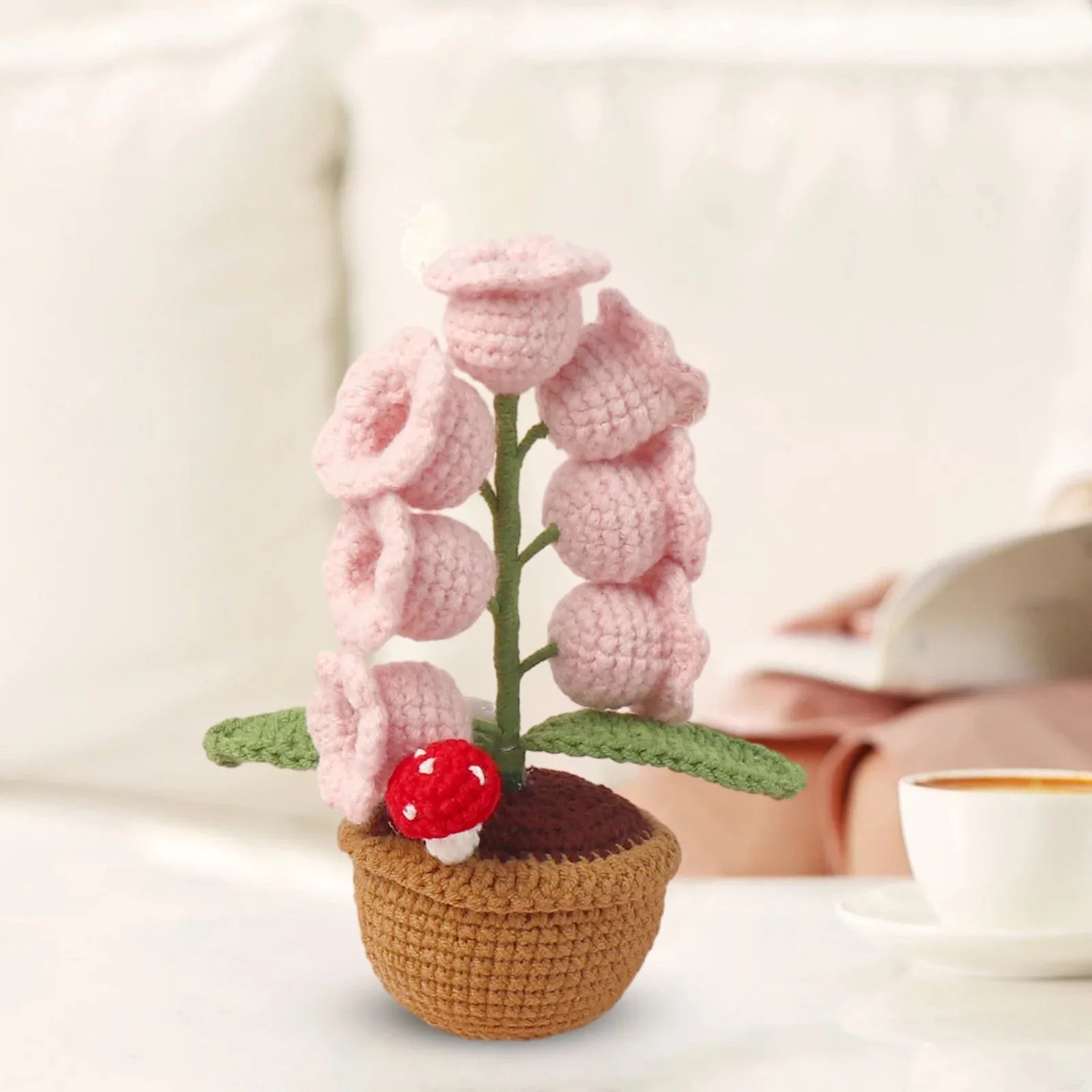 LED Crochet Lily of the Valley Flower Pot Mother’s Day Gift