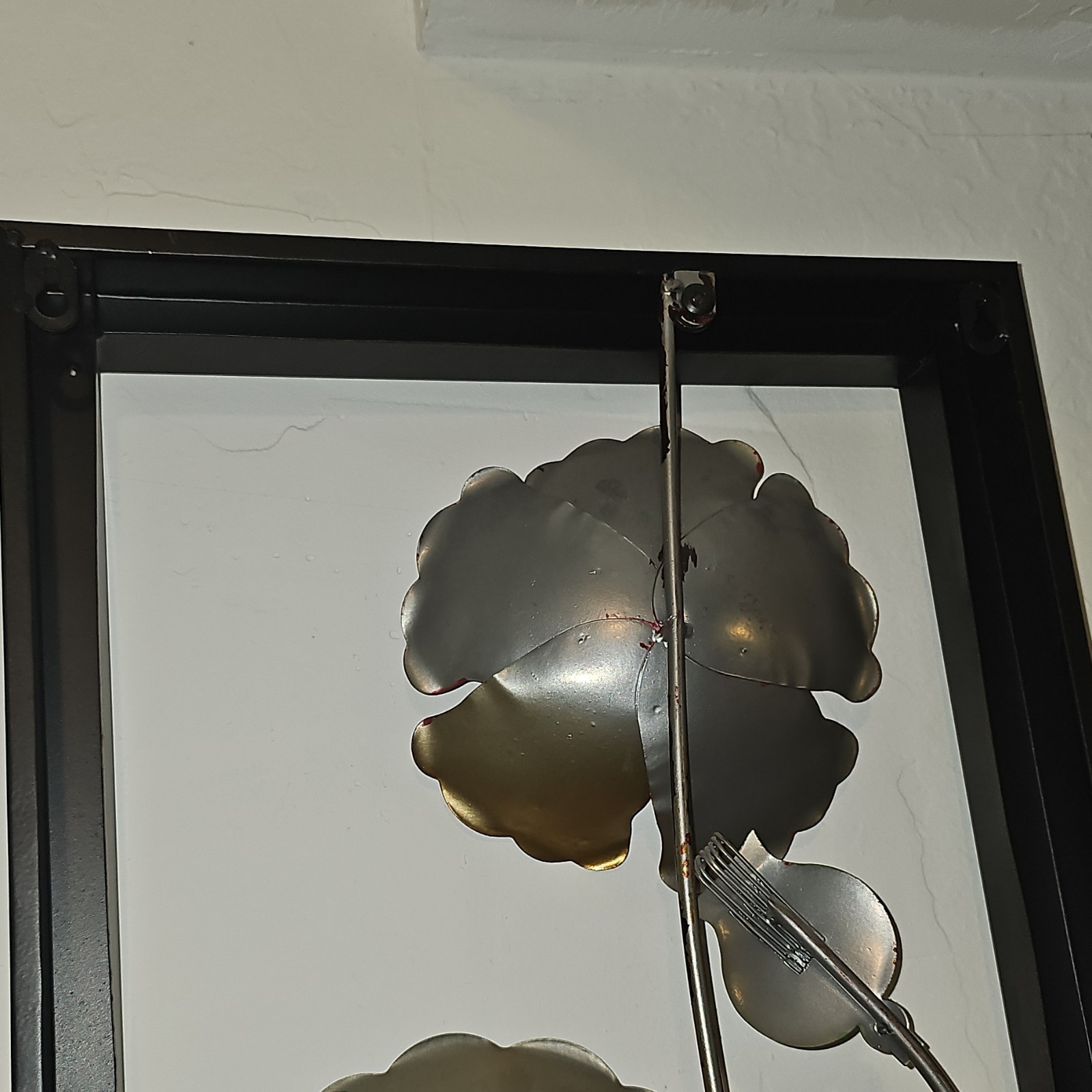 Metal Floral Wall Art Arrangement, Bronze Red Green Gold Black Flowers
