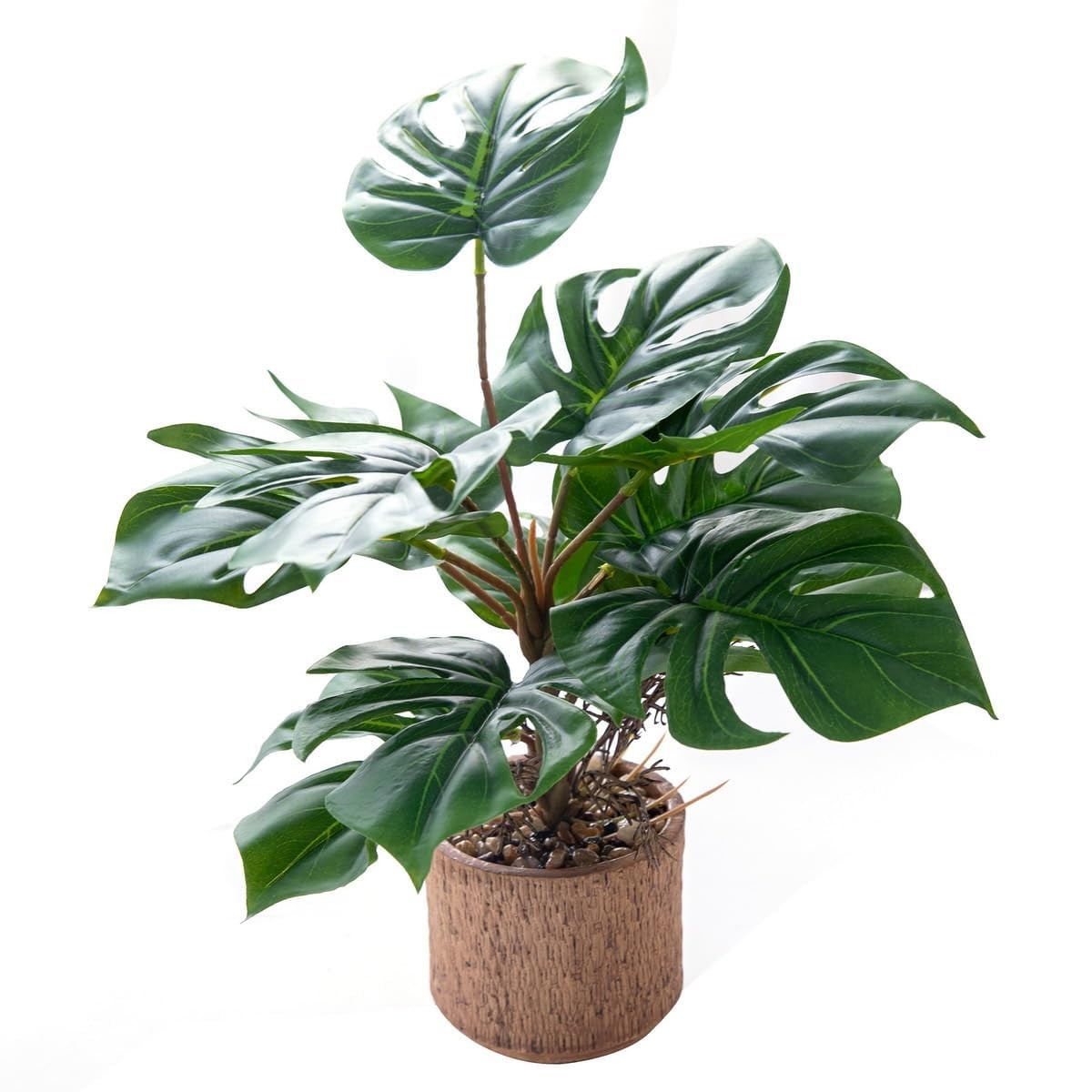 12.6″ Fake Plant with Rustic Ceramic Vase, Faux Monstera Plant Indoor, Realis…