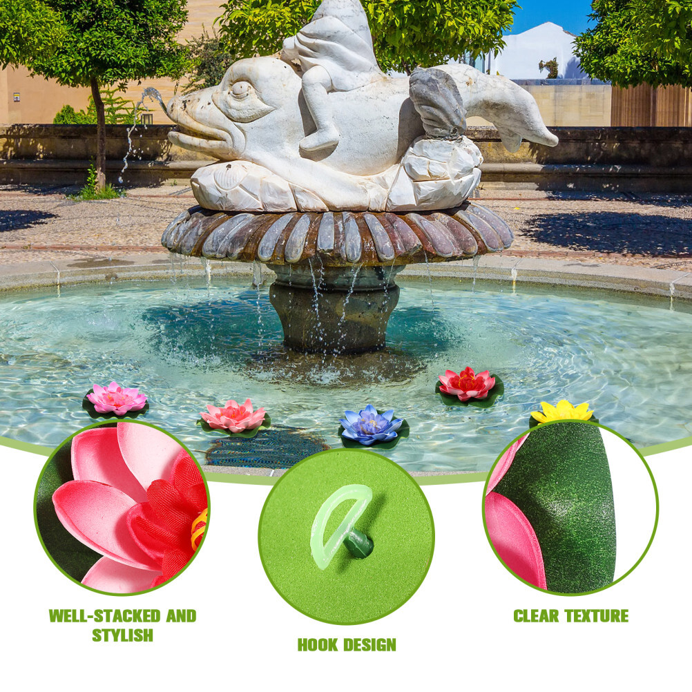 5PCS Artificial Floating Water Lily EVA Lotus Flower Pond Decor 10cm