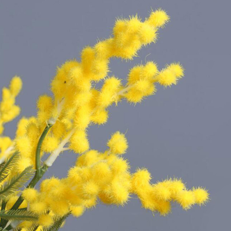1xArtificial Fake Silk Flower Golden Yellow Wattle Flower Stem Australian Native
