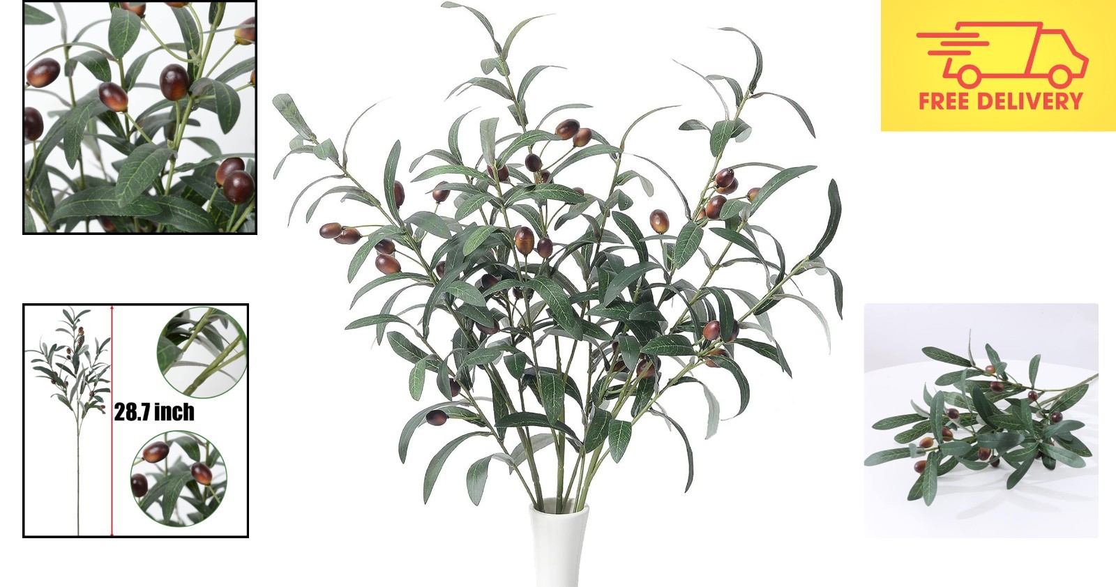 Versatile Artificial Olive Branches for Wedding & Home Decor – 28.7 inches