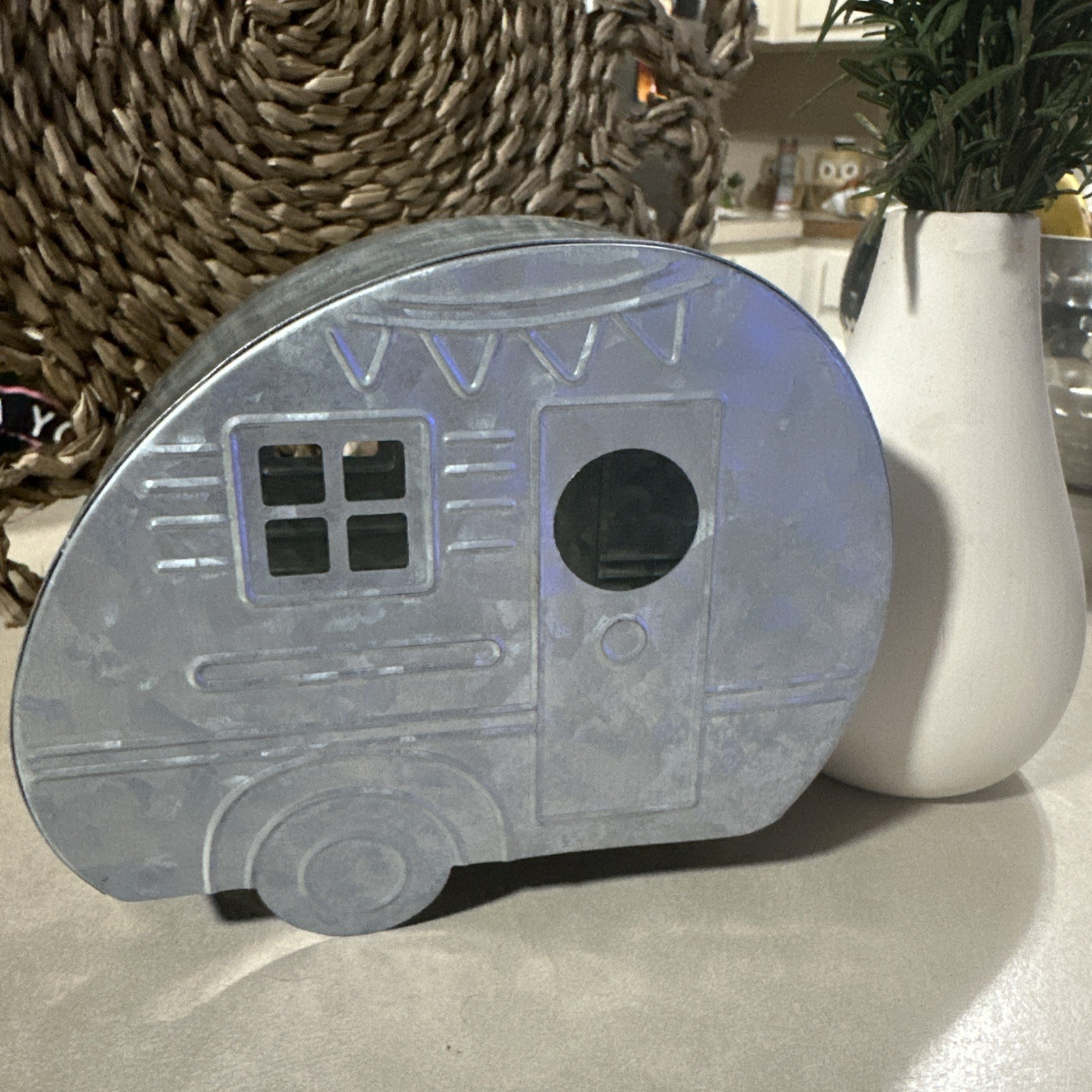 Metal Wagon ~ Galvanized Steel Vintage Camper Travel Trailer Decor
