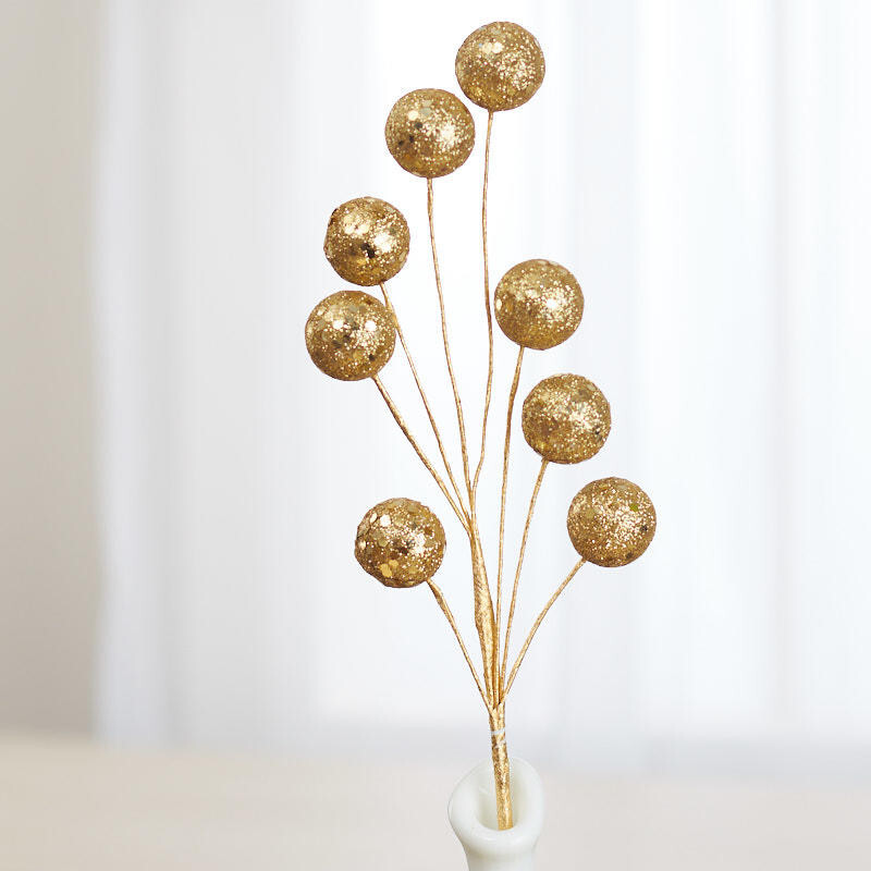 Set of 12 Gold Glittered Disco Ball 9-1/2″ Tall Floral Picks
