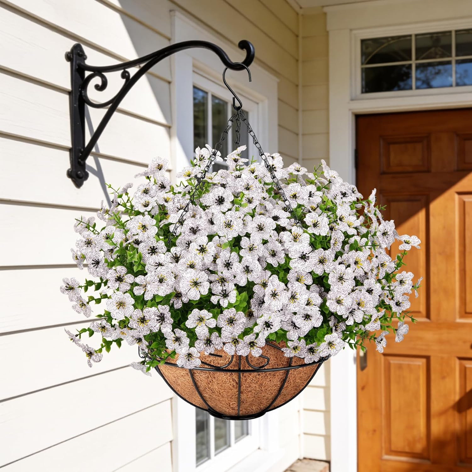 Artificial Hanging Flowers for Outdoors with Hanging Basket Fake Silk