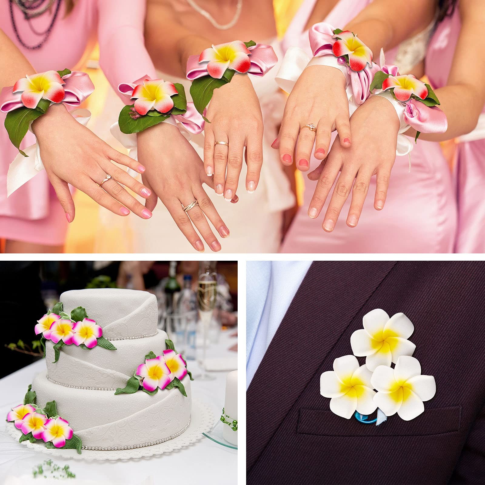 360 Pcs Artificial Plumeria Flower Bulk1.6 Inch Mixed Colors Hawaiian Foam Fr…