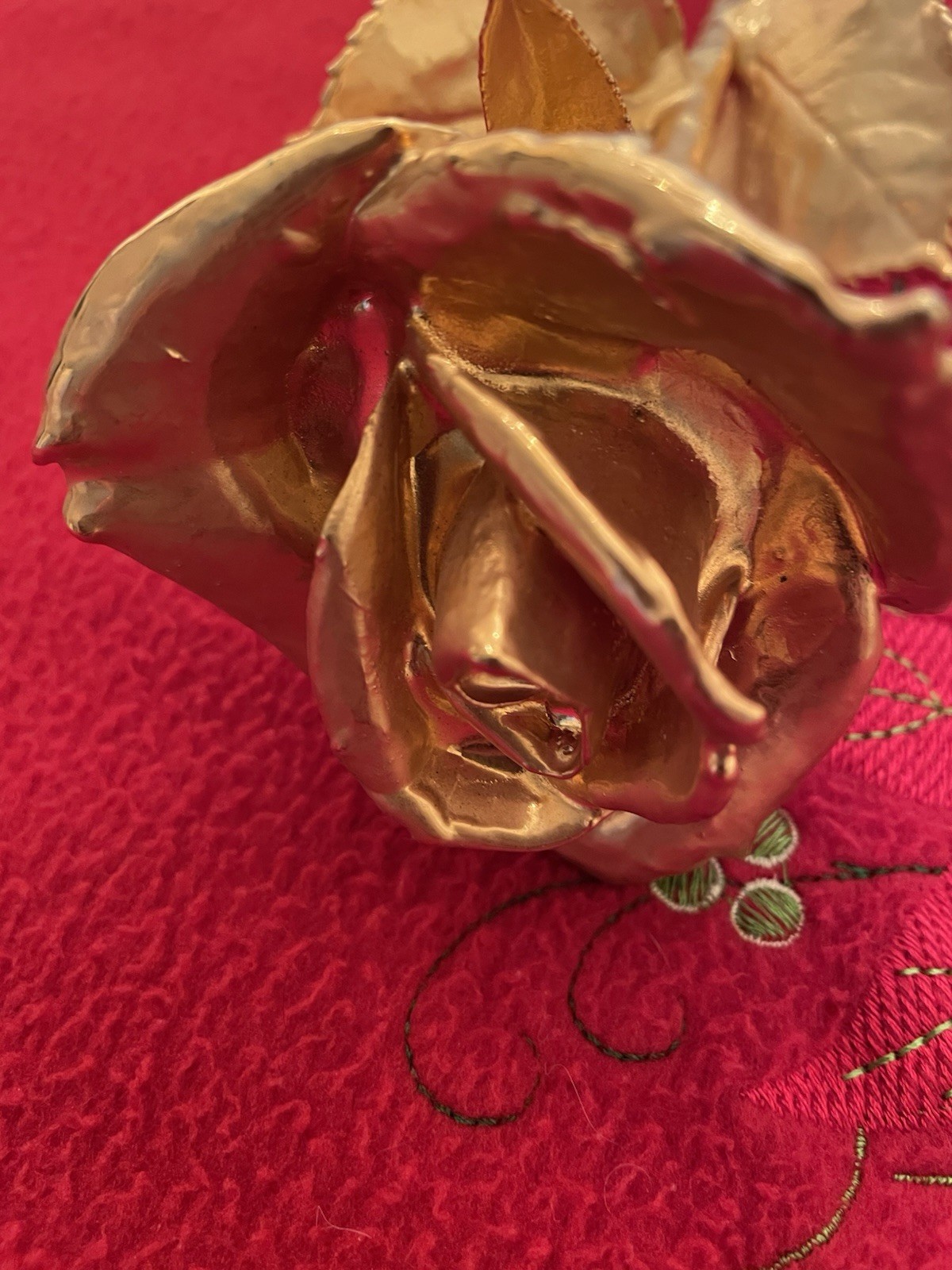 24k Gold Dipped Real Rose Preserved Forever Flower Solid Gold Color