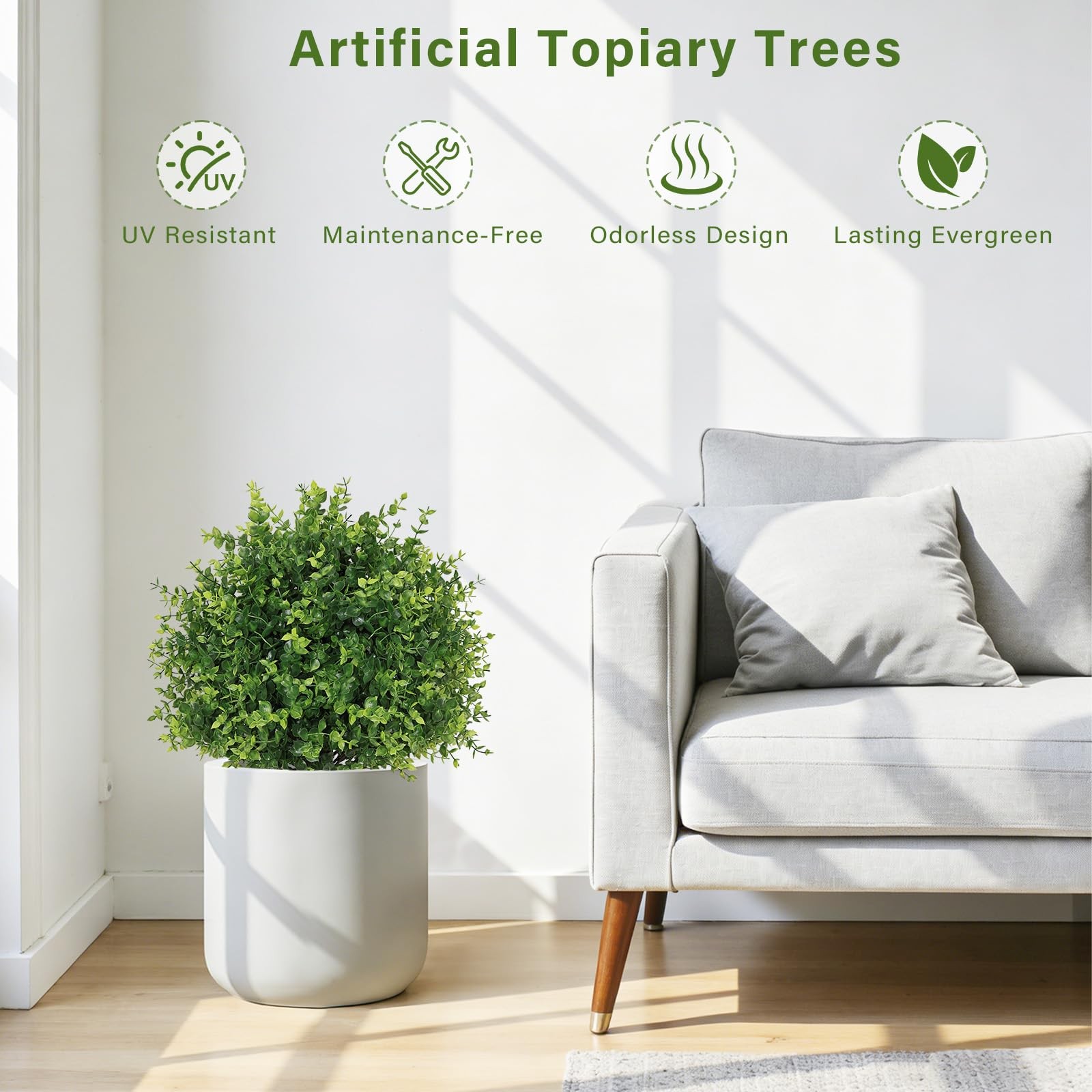 Artificial Outdoor Eucalyptus Plants, UV Resistant Fake Bushes & Shrubs with …