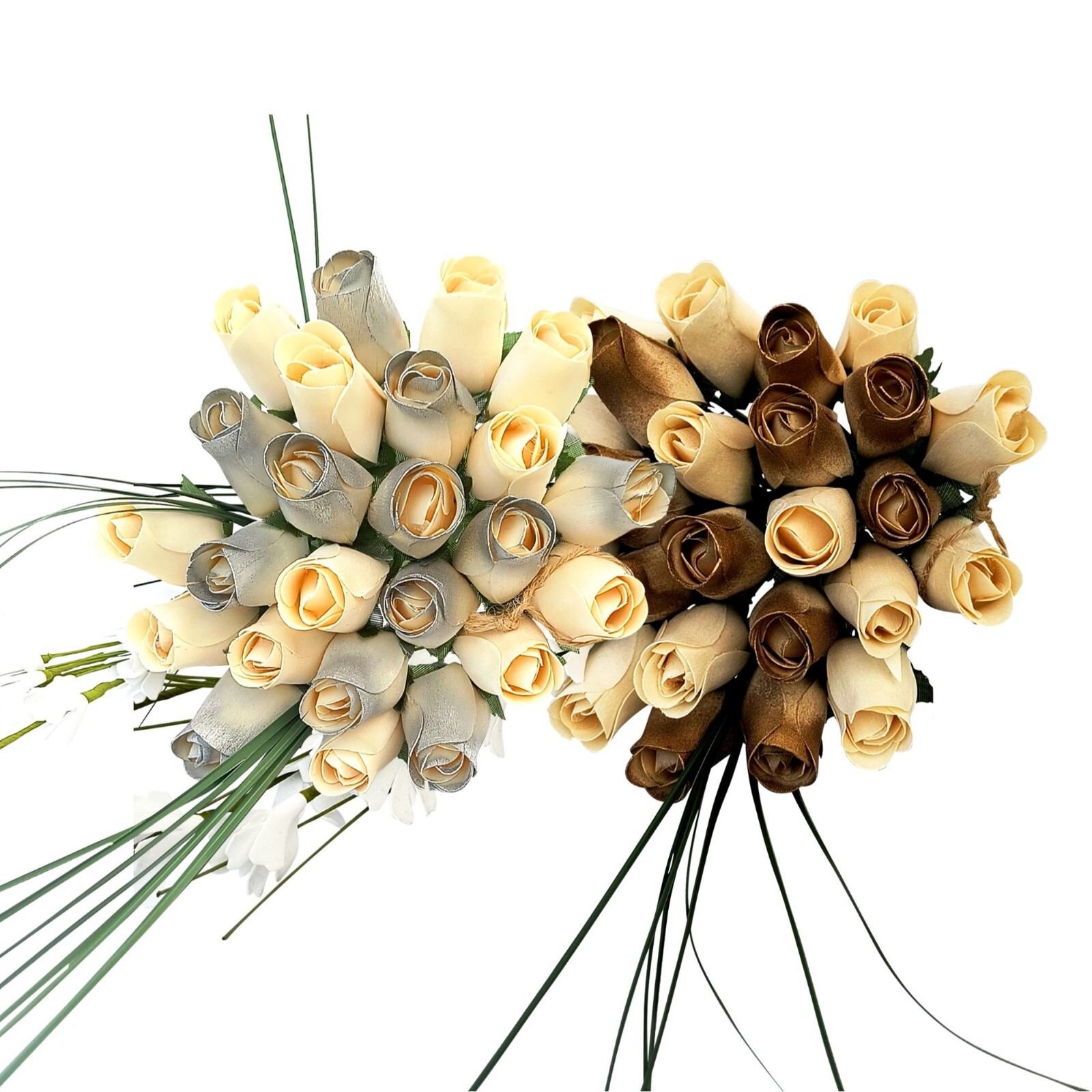 50 Year Anniversary Gold White Flower Bouquet The Original Wooden Rose 1,2,3 Doz
