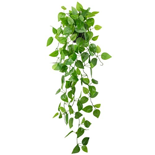 LOYWREE Small Fake Hanging Plant Artificial Potted Plants for 1Pack Pothos