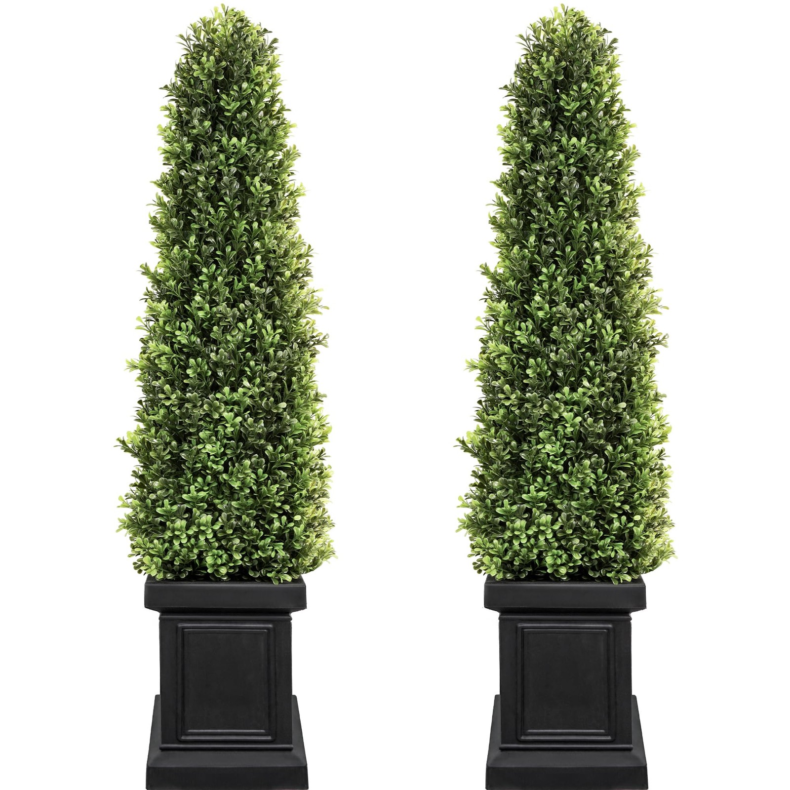 3.5ft Boxwood Outdoor Topiary Set of 2, Tall All Year Green Fake Plant Topiar…