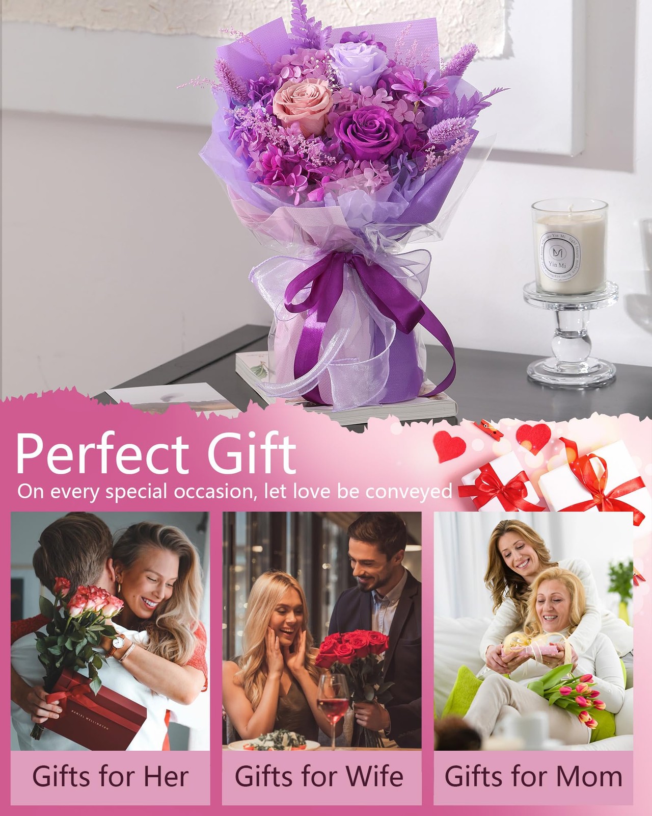 Valentines Day Flowers Gifts for Her Women,Flowers Roses Bouquet