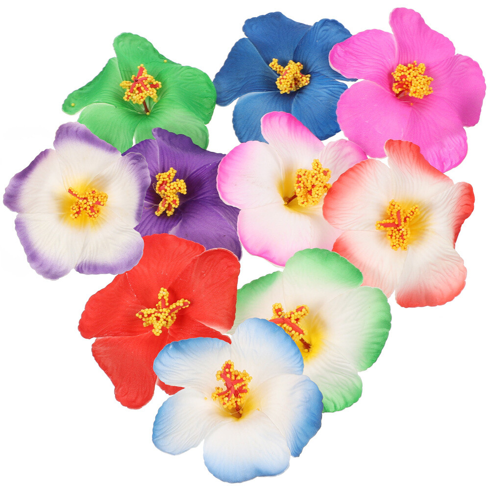 10Pcs Simulated Hibiscus Flower Eva Banquet Tropical Faux Hawaii Hibiscus Flower