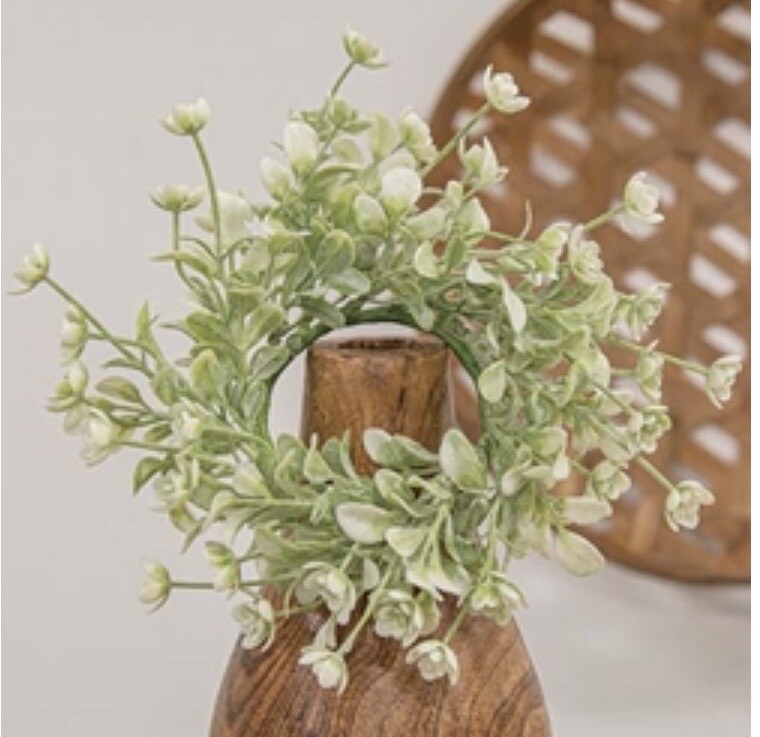 White Star Lavender Buds Candle Ring / Wreath 2.5” Inner Diameter Spring Decor