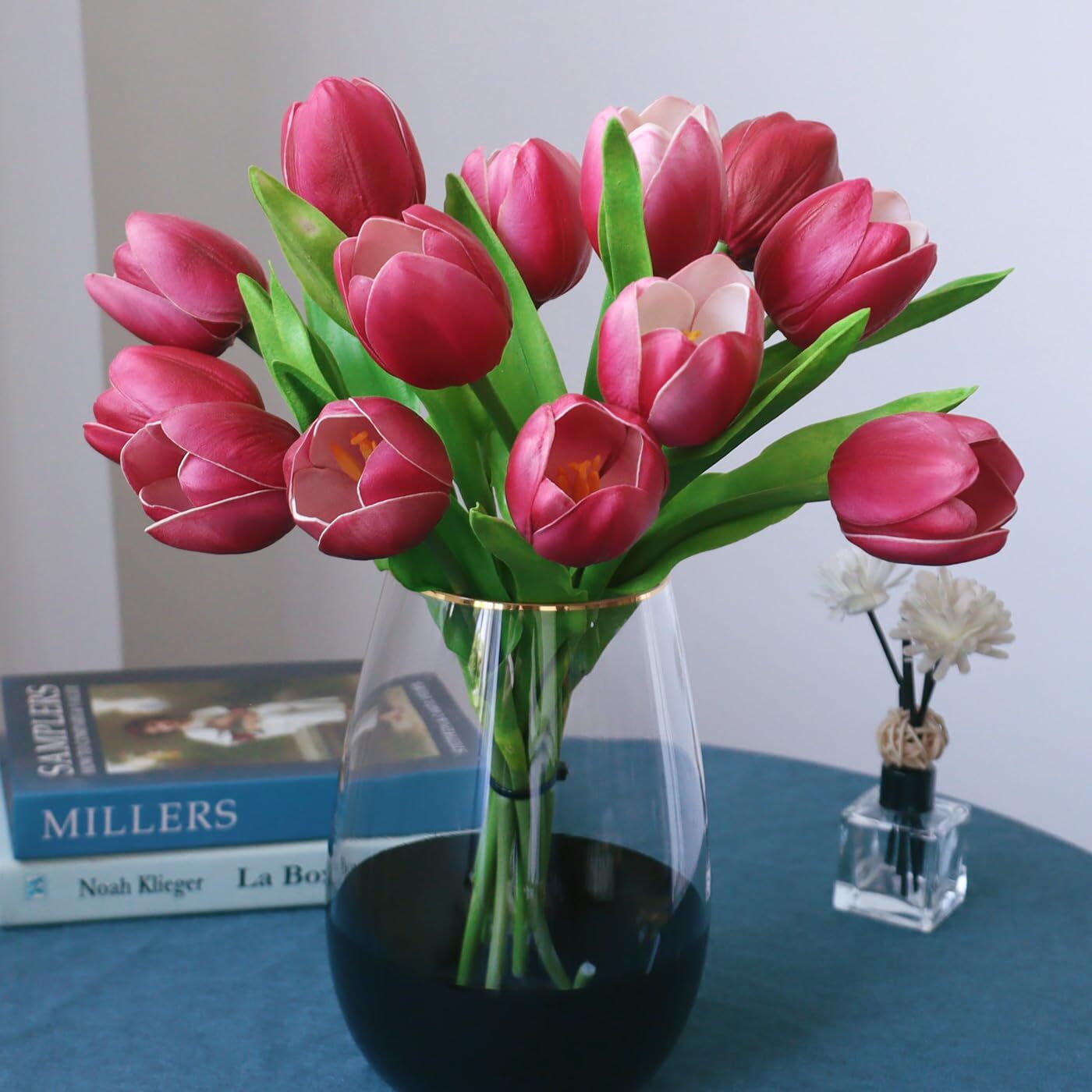 Wine Red Tulip Flowers 11pcs Artificial Luxury Valentine’s Day Wedding
