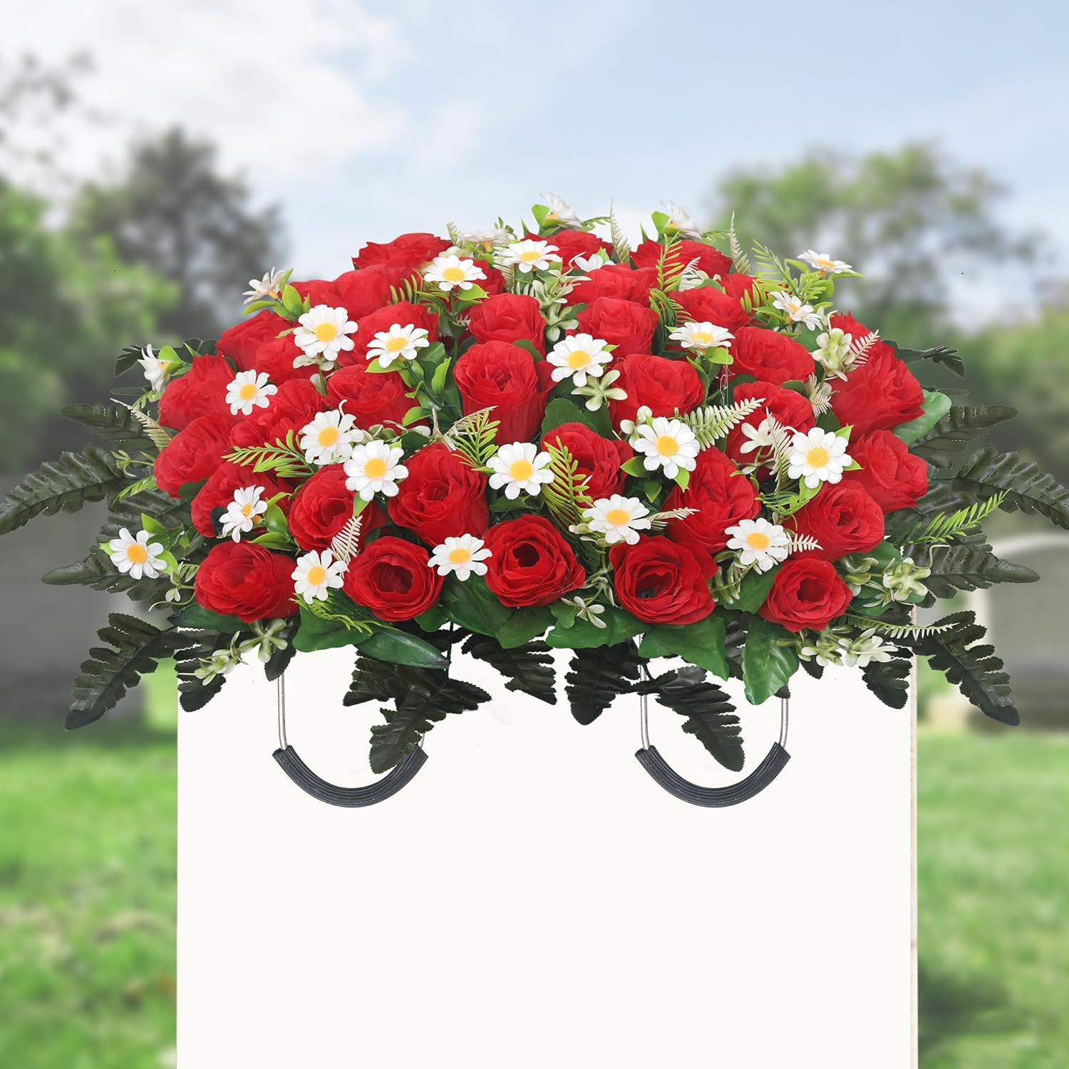 Artificial Cemetery Flower Saddle Artificial Rose Memorial Flowers Flower Saddl