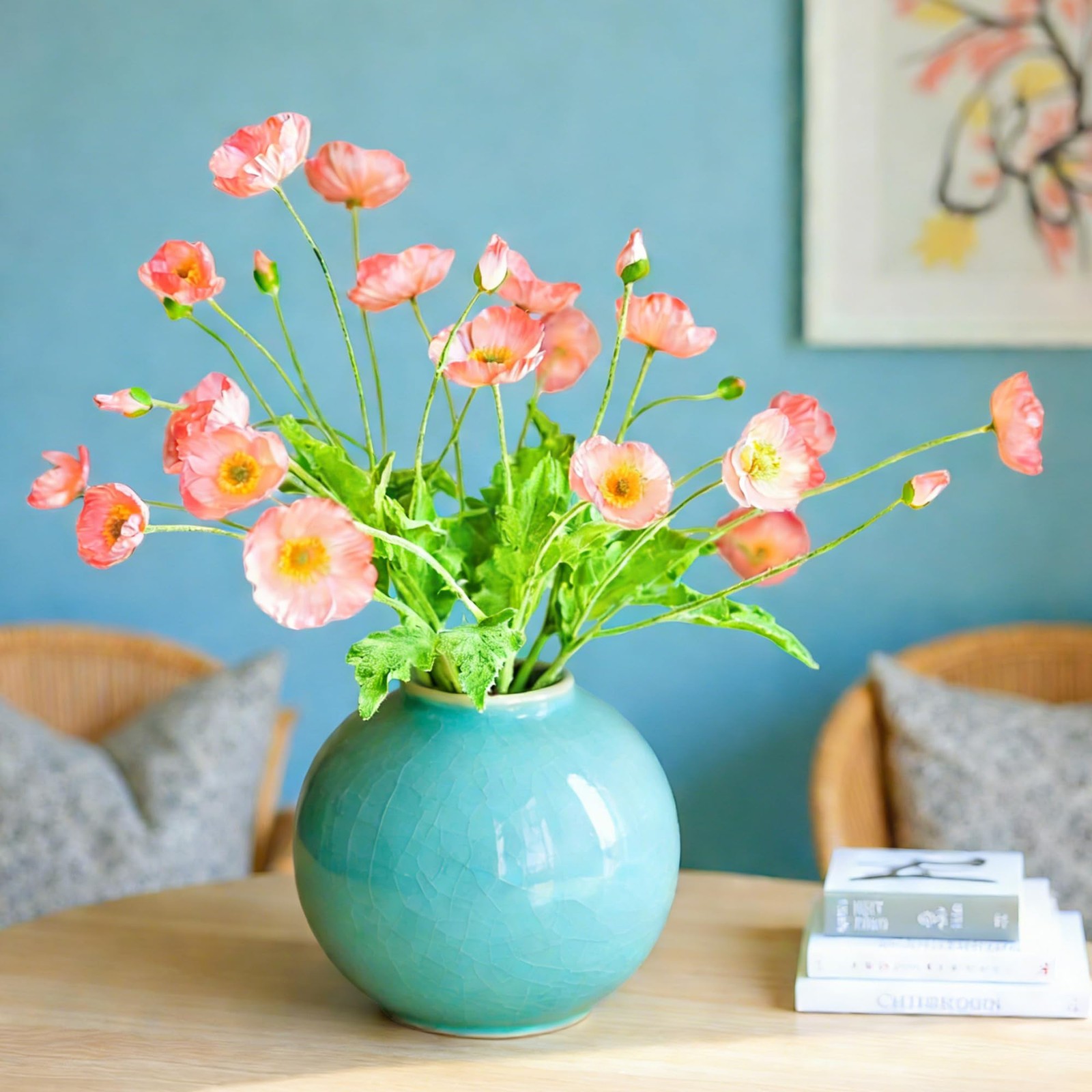 Artificial Flowers for Outdoors 6 Pcs Poppy Plant Realistic Silk Fake Flowers…