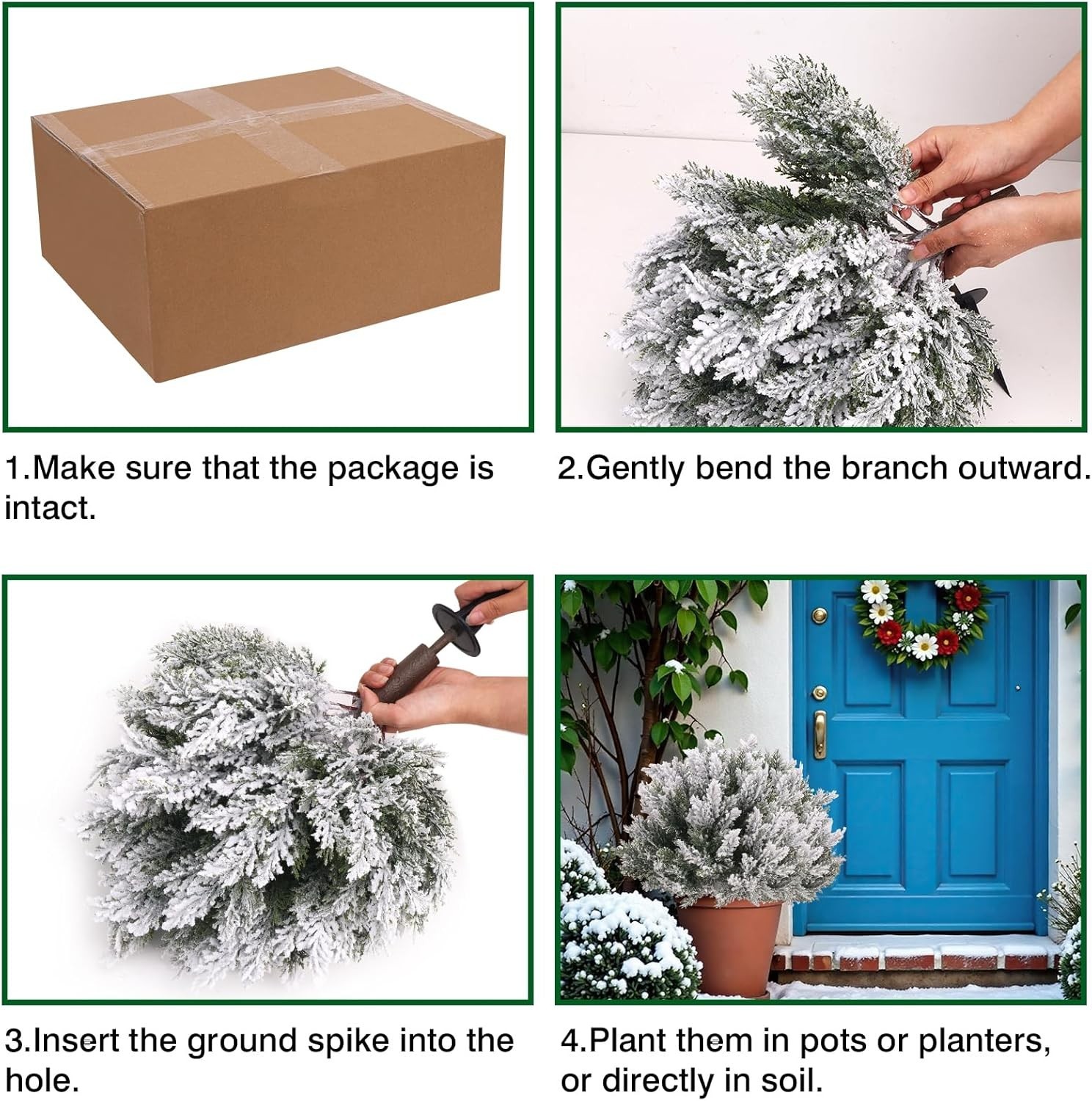 21in Snow Flocked Cypress Topiary Trees – Perfect for Any Indoor/Outdoor Setting