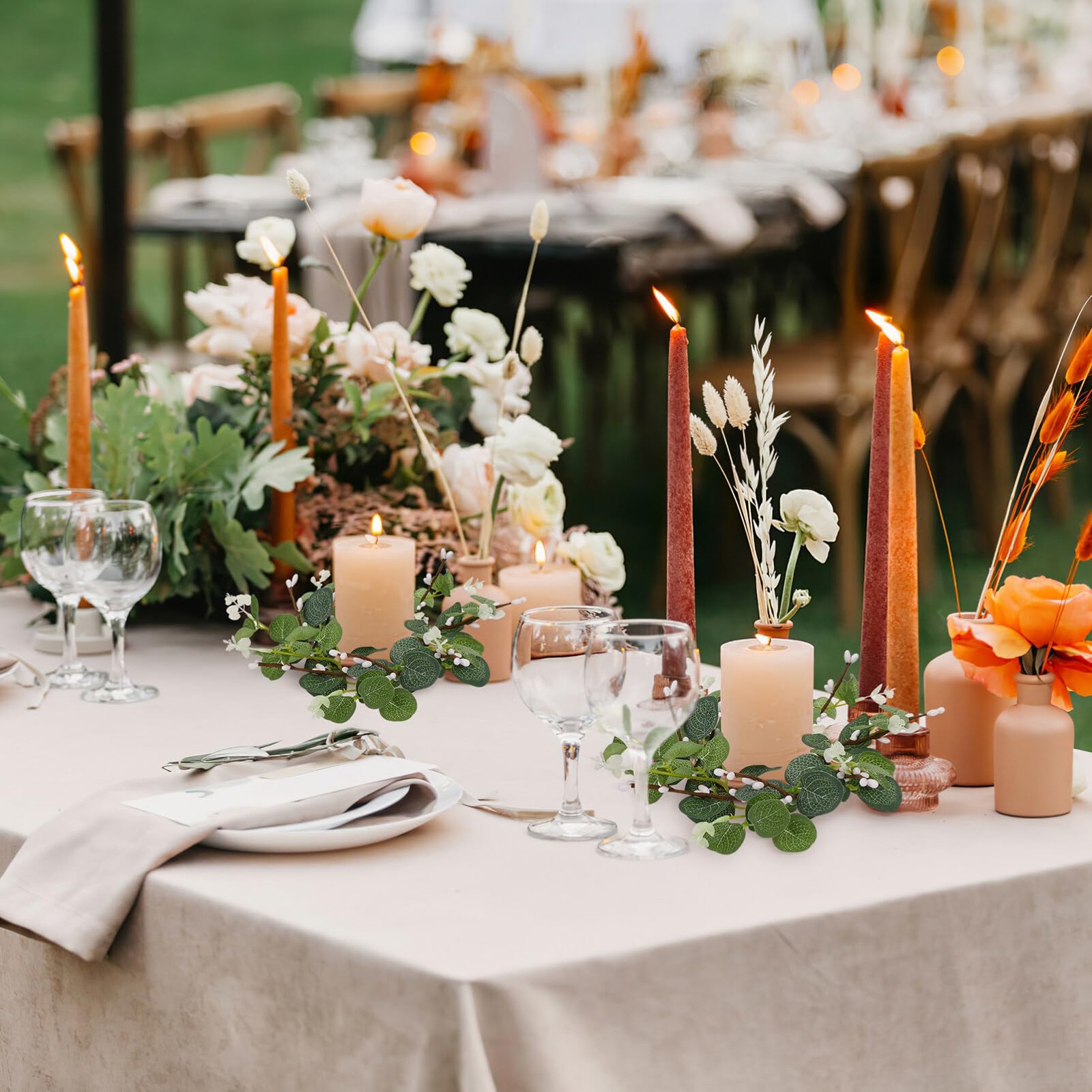 Eucalyptus Candle Rings Wreaths 5.9 Inch Artificial Greenery Mini Centerpiece