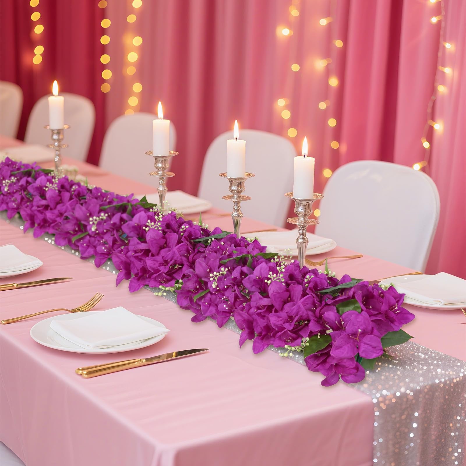 2PCS Wedding Arch Flowers 20.47in Purple Bougainvillea Artificial Flower Row …
