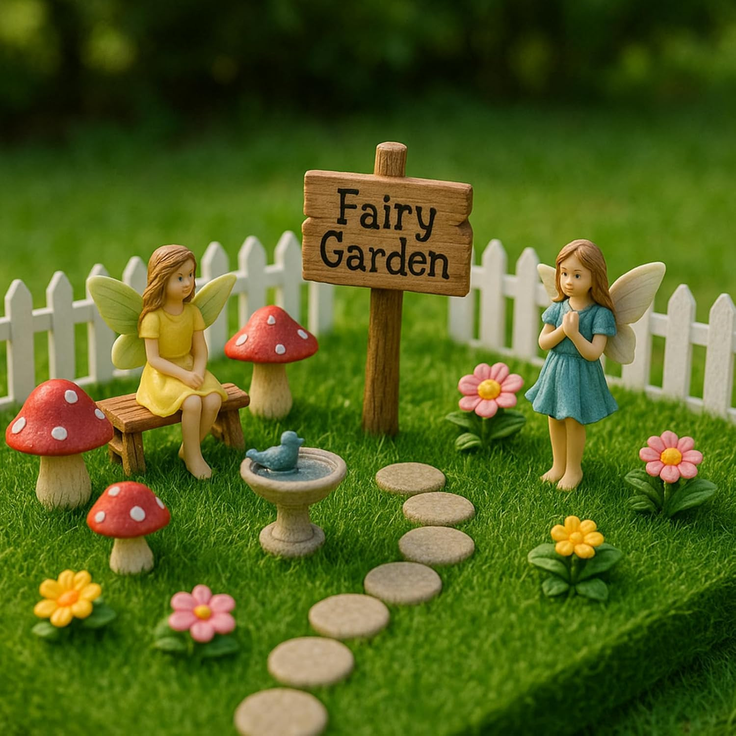 4 Packs Fake Grass Decor for Crafts, 6″ X 6″ Fairy Artificial Moss for Miniature