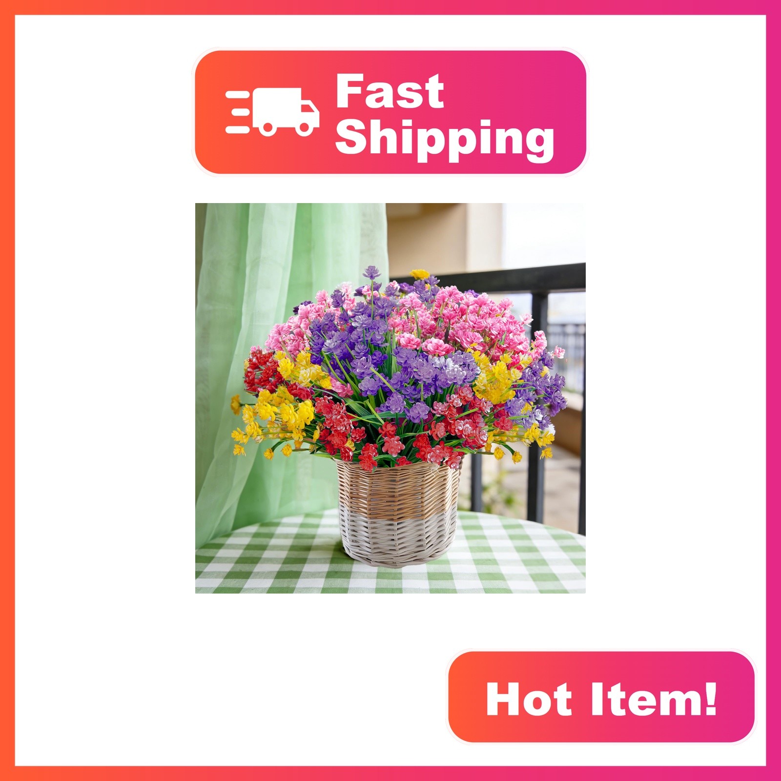 BCBLF Outdoor Flowers 12 Bundles Yellow Purple Pink Red