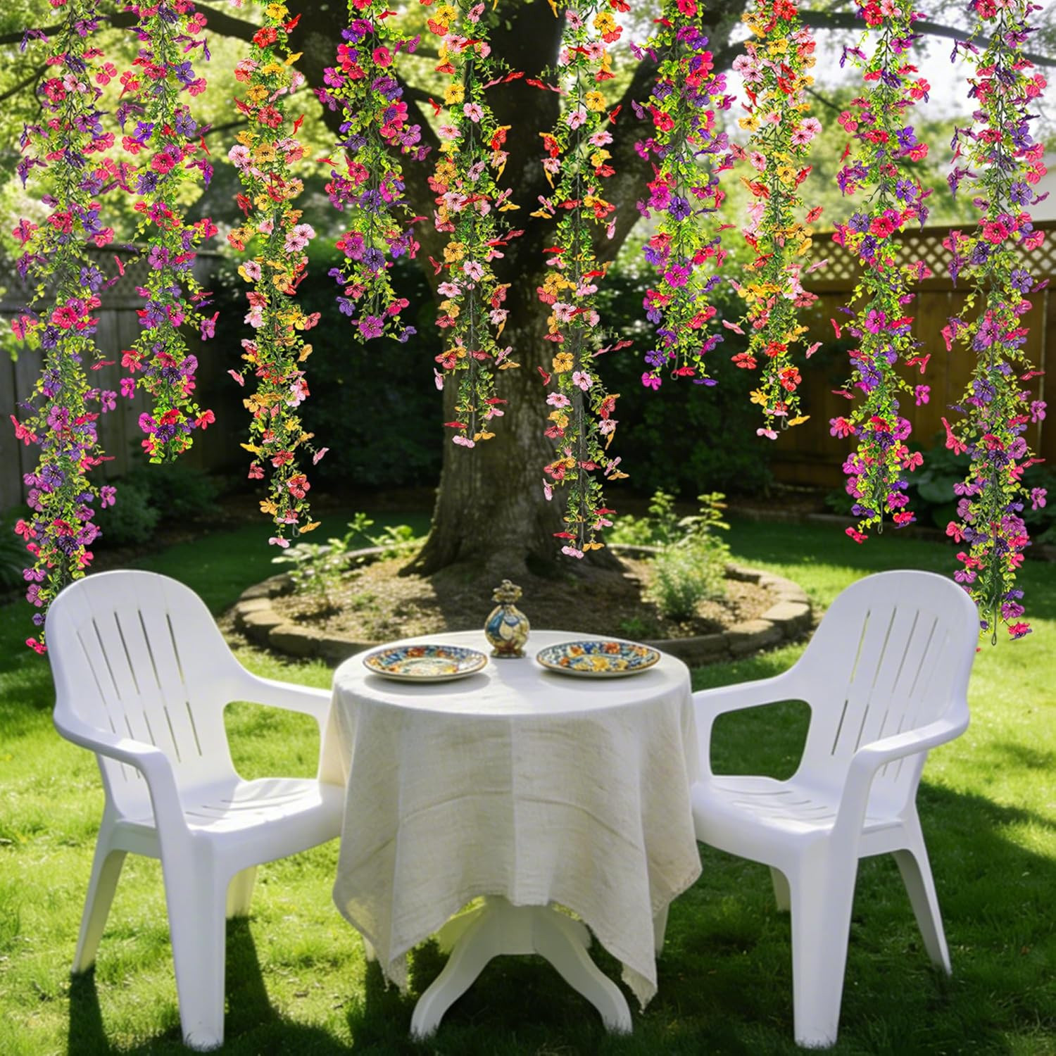 Artificial Flowers Garland Ivy, 4 Pack 5.9 FT Spring Summer Decor UV Resistant F