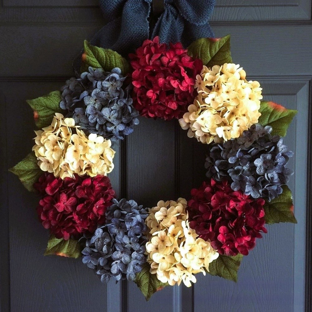 Hydrangea Wreath Outdoor Safe Lightweight Design Door And Wall Display