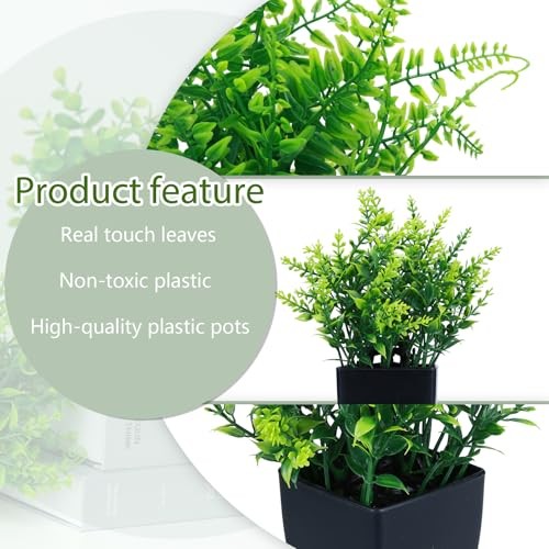 Pack Fake Plants in Black Pot Mini Artificial Eucalyptus Potted 4 Black-4