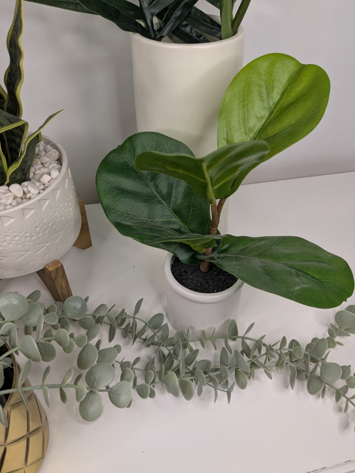 6pc Large Faux Plant Decor Lot Artificial Palm Snake Plant Home Office