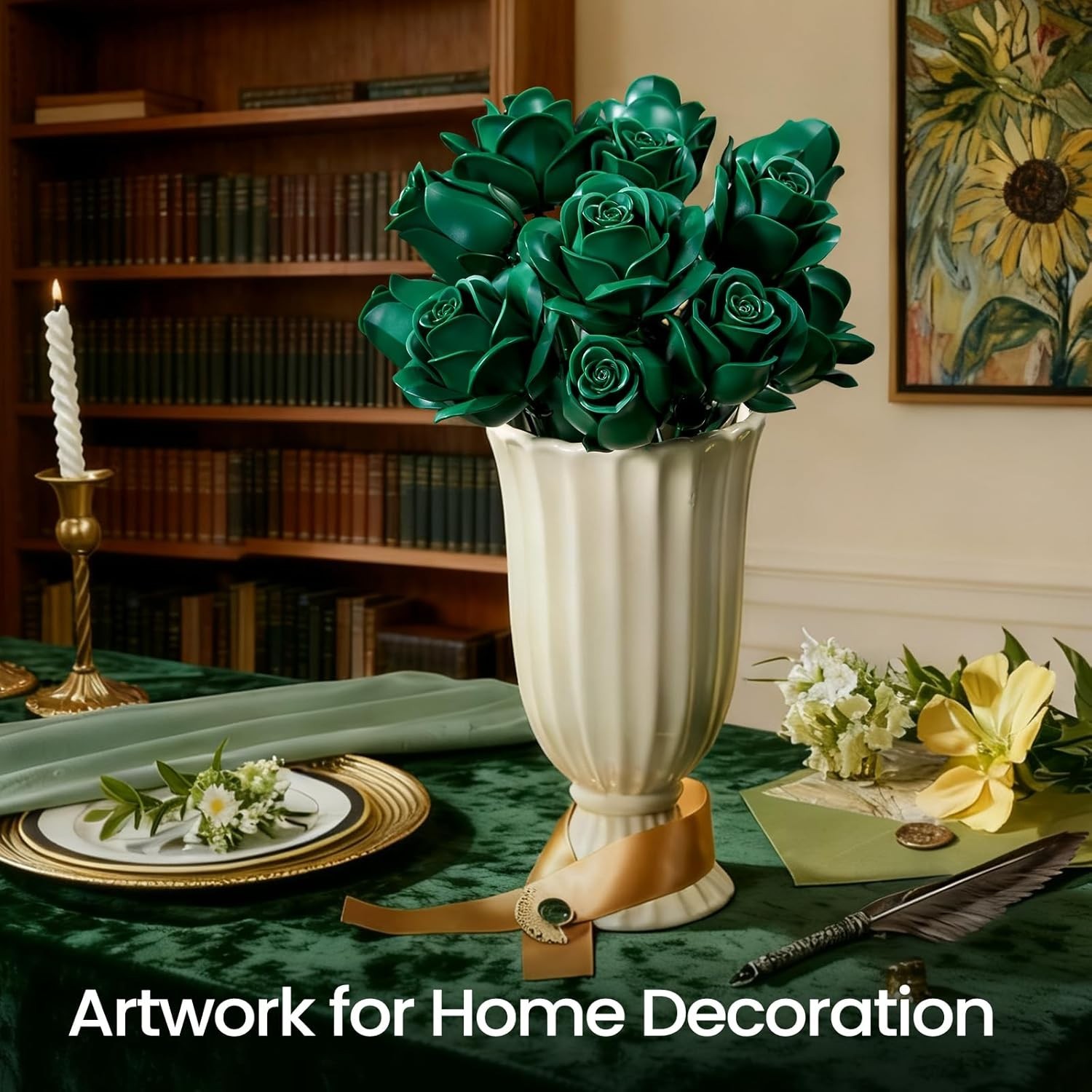 Creative 12-Piece Floral Building Set with Frosted Petals – Perfect for Gifting