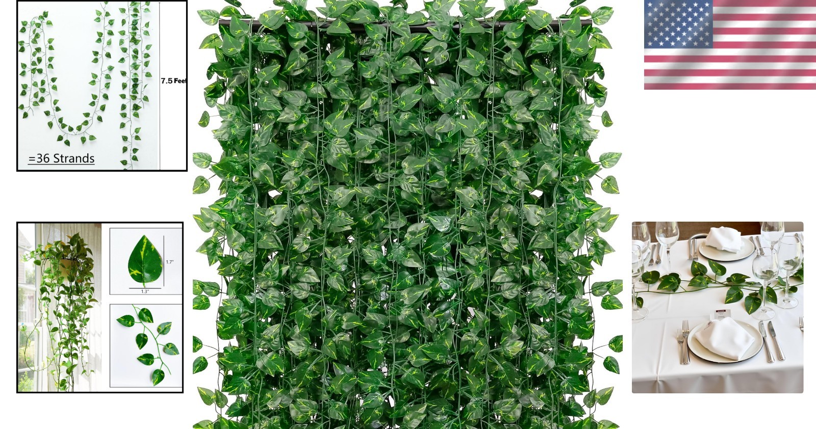 Artificial Ivy Garland 270 Feet 36 Pack Fake Greenery Wall Decor Plants