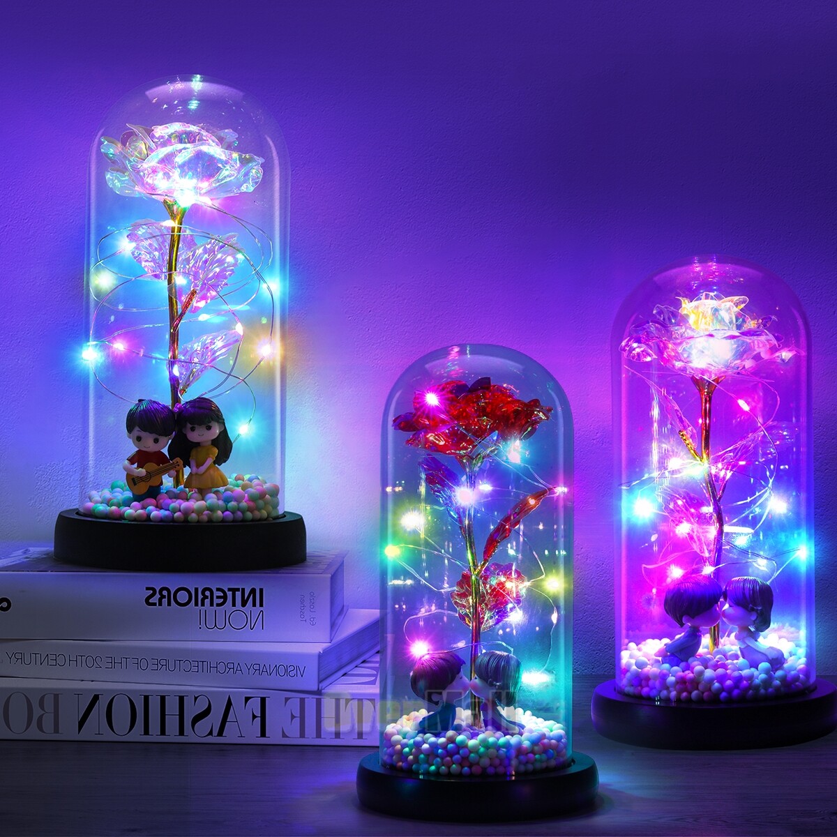 Eternal Enchanted Galaxy Rose in Glass LED Flower Christmas Gifts for Her Womens