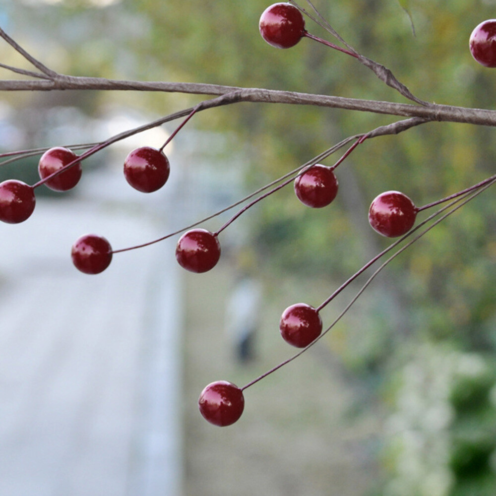 100PCS Simulation Cherry Artificial Lifelike Cherry Decoration Fake Fruit 10MM
