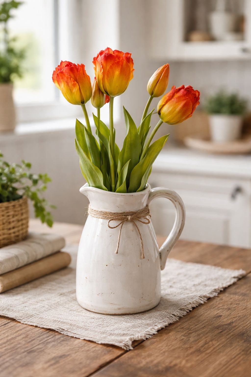 Faux Parrot Tulip Bouquet Set of 5 15 Inch Artificial Spring Flowers Easter Wedd
