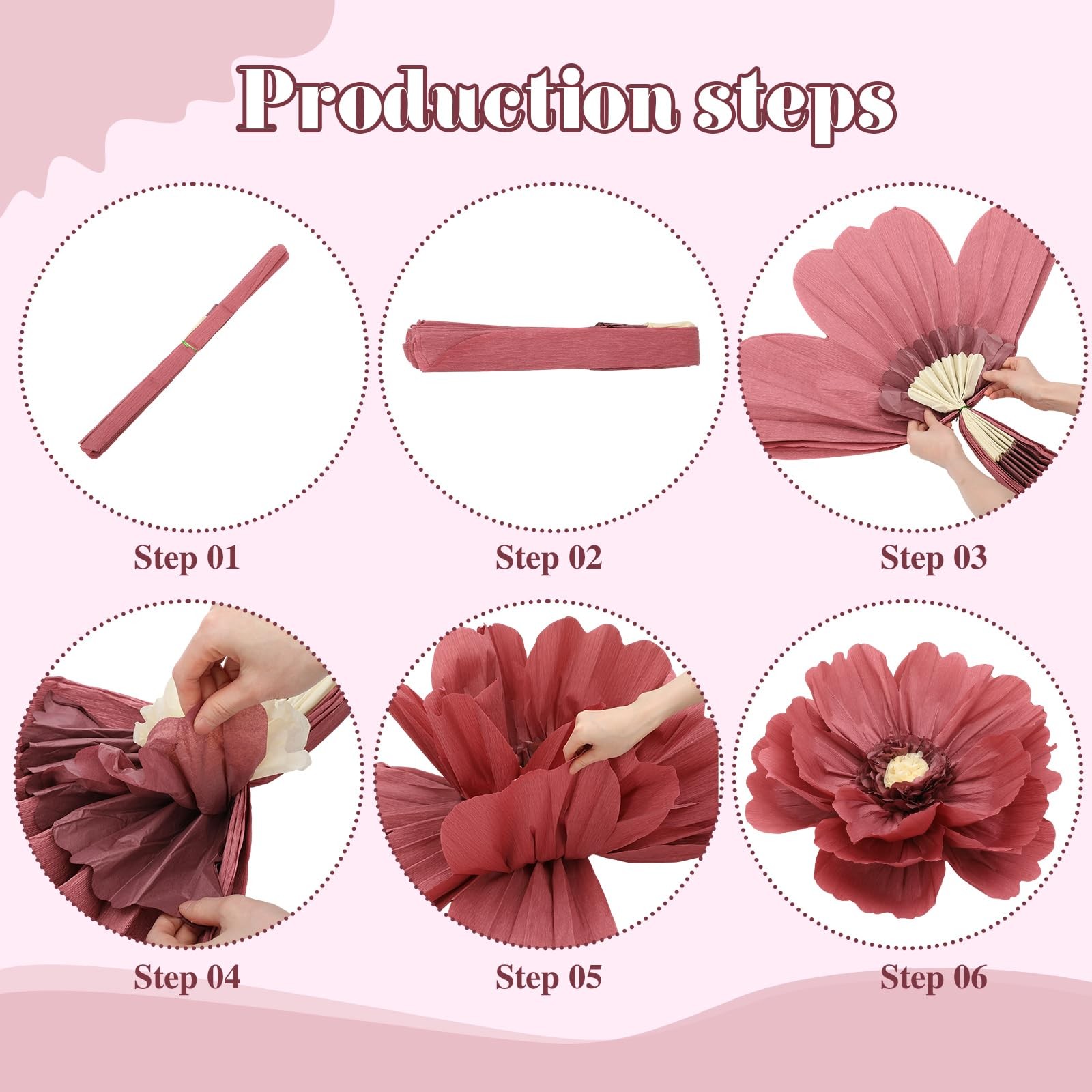 12 Pcs 31.5×20 Inch Giant Tissue Paper Flower Decor Rose Wall Floral Pom Poms